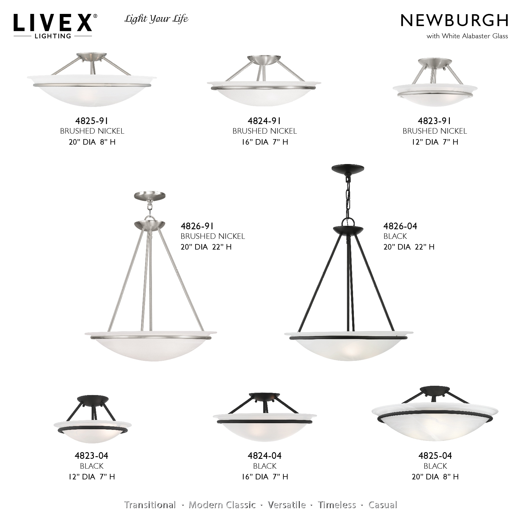 Livex Lighting Newburgh 1-Light Matte Black Semi mount light 4824-04 at ...