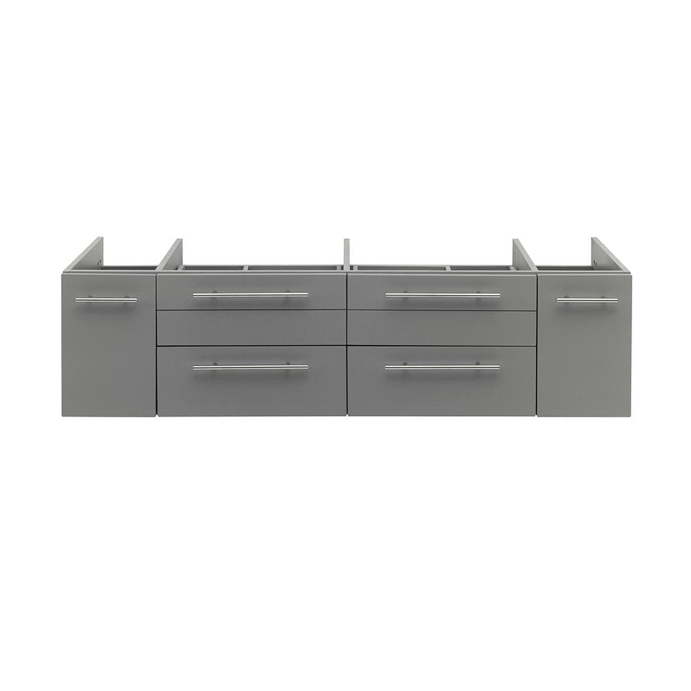 Fresca FCB6160GR-VSL-D Lucera 60-in Gray Floating Bathroom Vanity Base Cabinet without Top