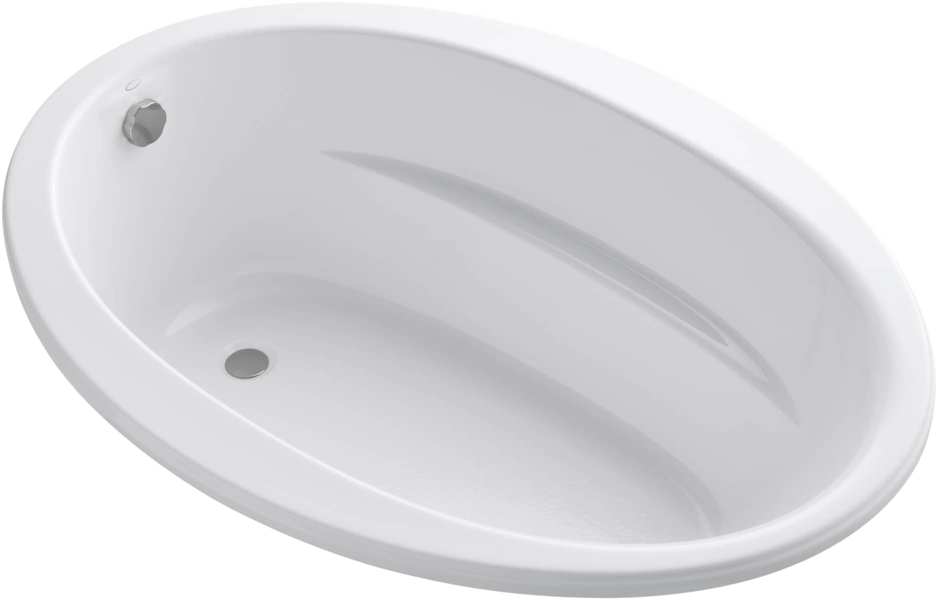 KOHLER K-1163-S1-0 Sunward 42-in x 60-in White Acrylic Oval Drop-in Soaking bathtub ( Reversible Drain )