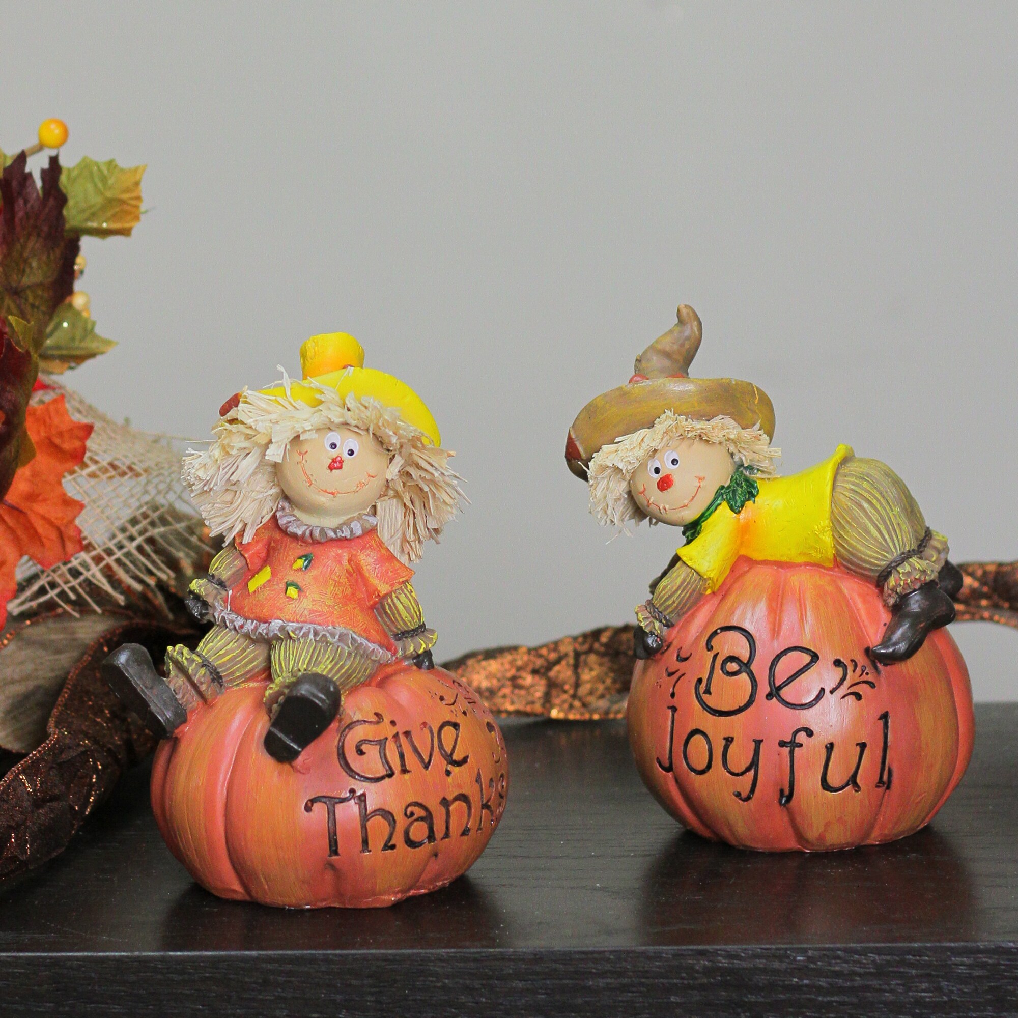 Northlight Thanksgiving Pumpkin Figurine with Scarecrow - Fall Decor, 6 ...