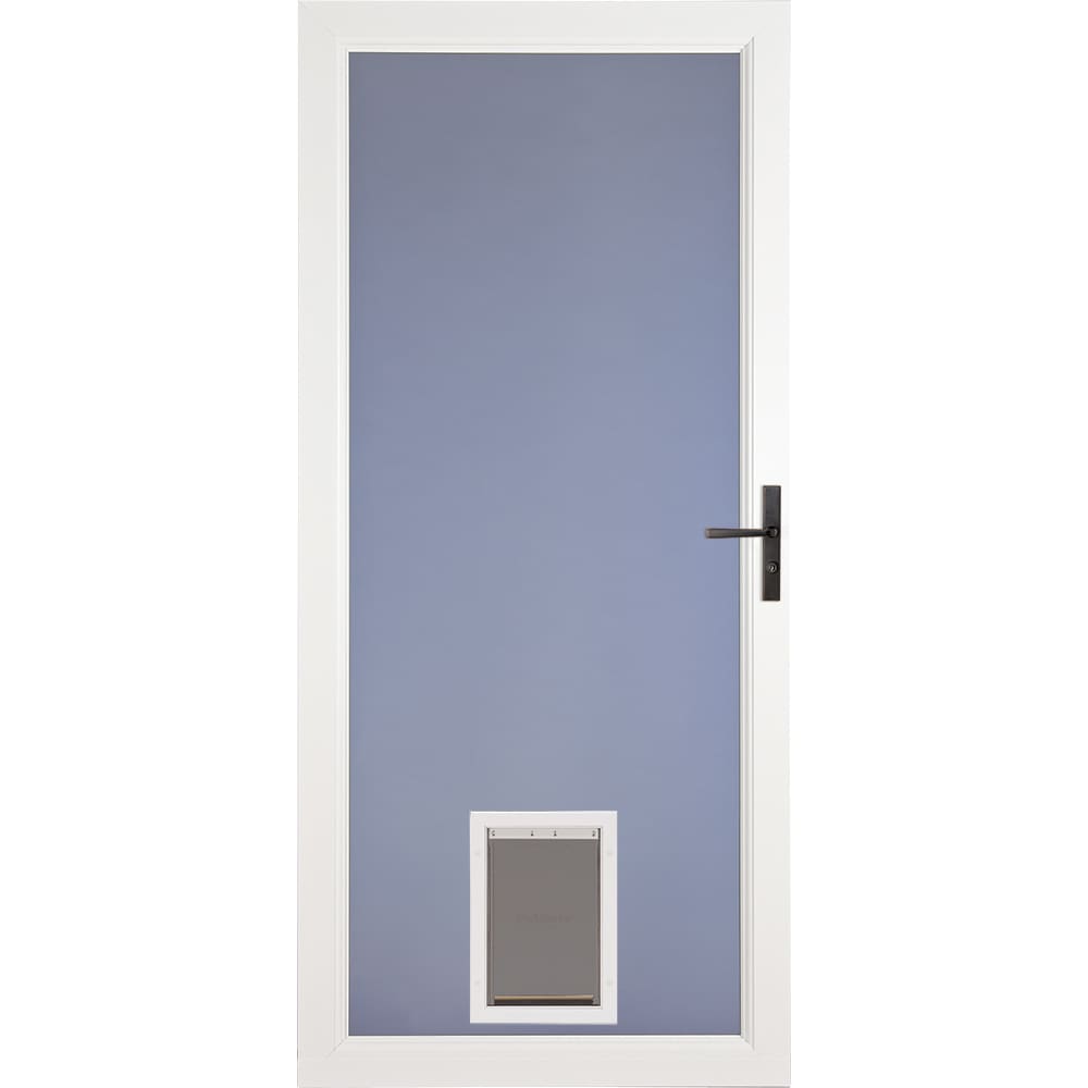 Signature Selection Pet Door 36-in x 81-in White Full-view Aluminum Storm Door with Aged Bronze Handle | - LARSON 1497903257S