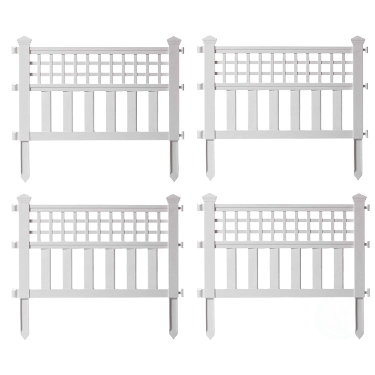 Gardenised QI004112W.4 0.75-Inches x 23.75-Inches x 20.5-Inches 4 -Pack White PVC Border fencing