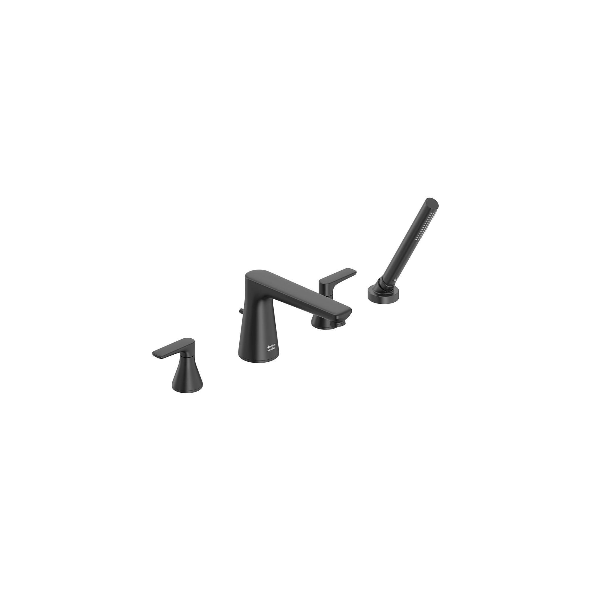 American Standard T061901.243 Aspirations Matte Black 2-handle Deck-mount Roman Low-arc Bathtub Faucet with Hand Shower ( Valve Included )