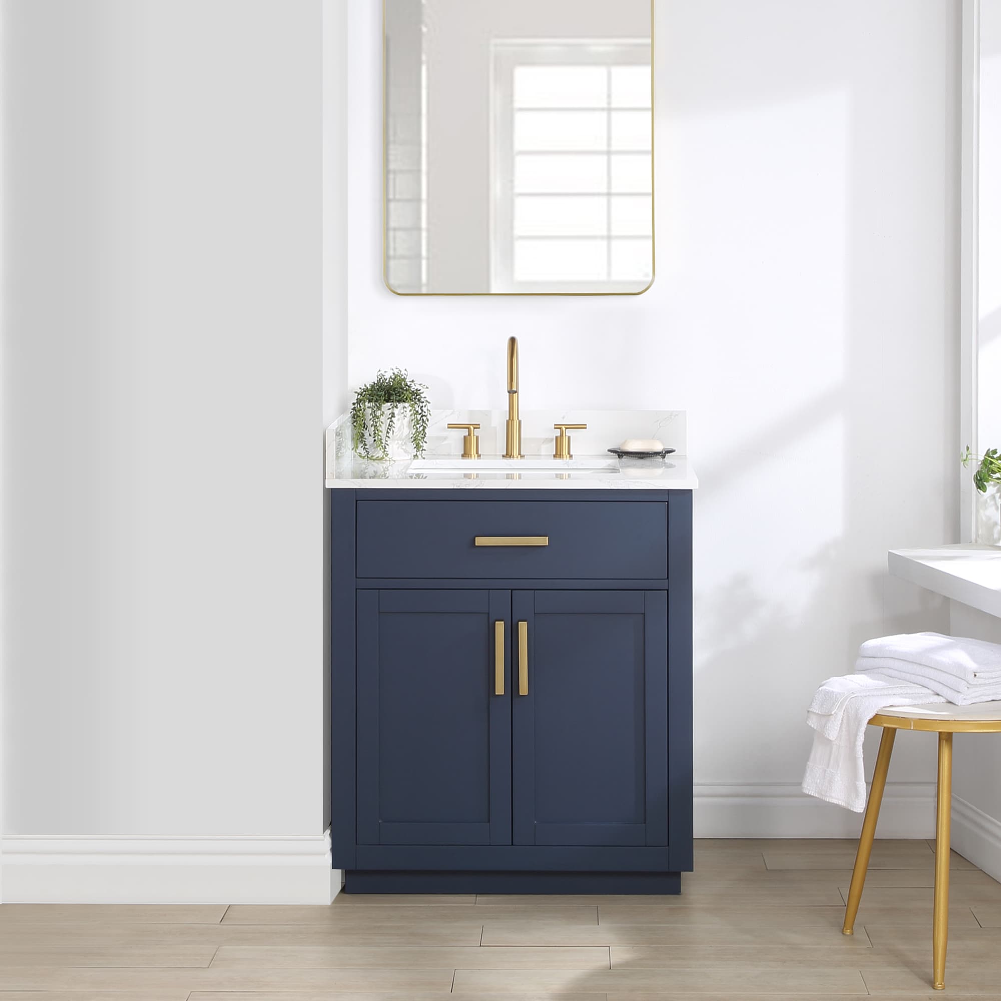 Gavino 30" Royal Blue Wood Vanity with Composite Stone Top