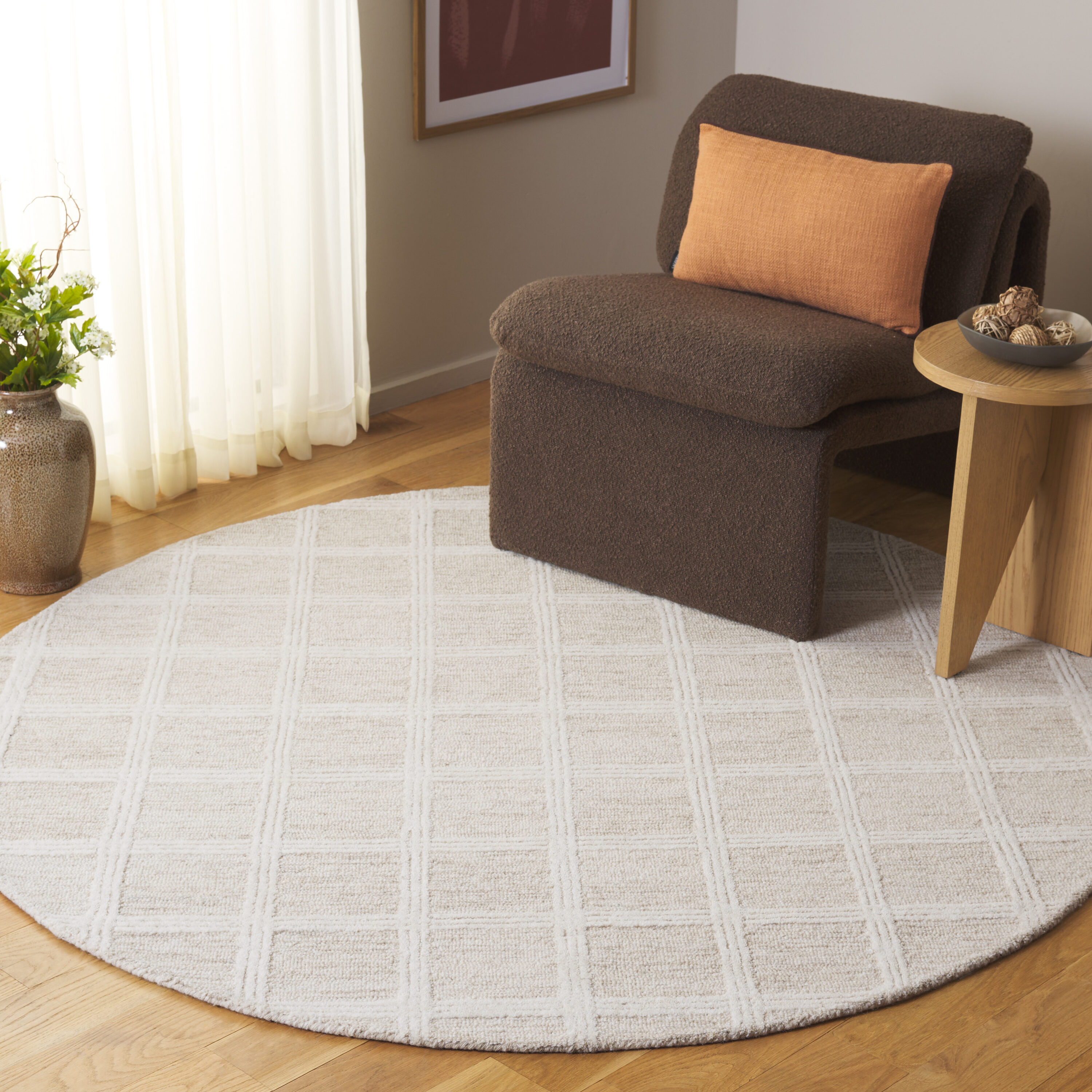  Pine 103 Sage/Ivory Contemporary 6ft x 6ft Round Rug