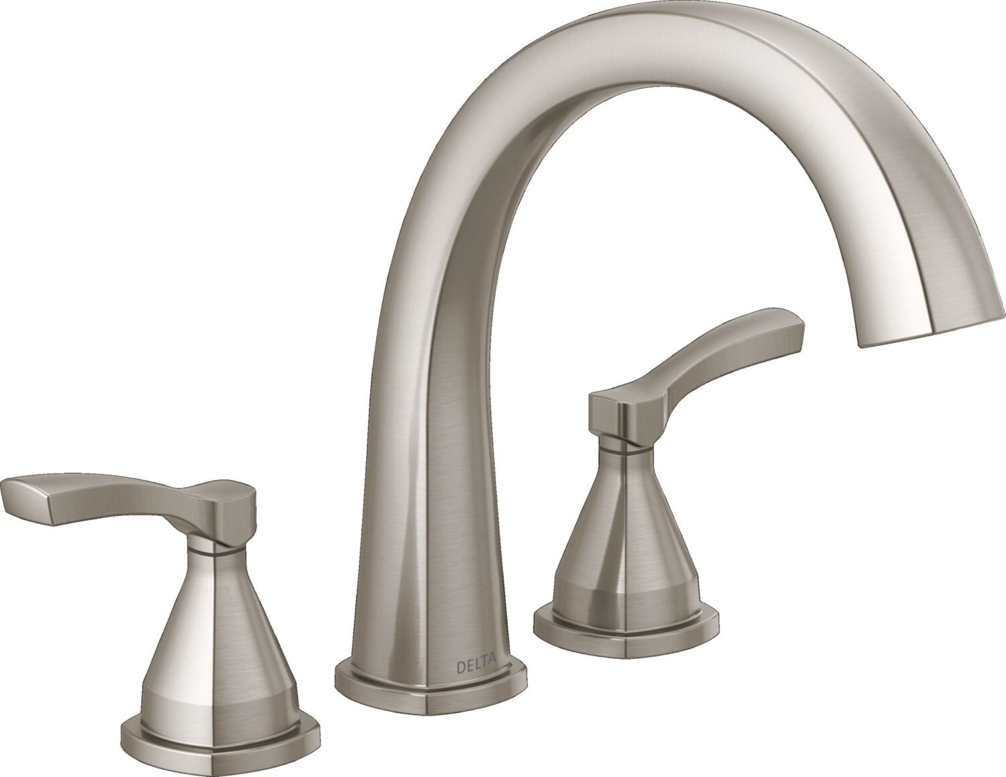 Delta T2777-SS-PR Lumicoat Stainless 2-handle Deck-mount Roman High-arc Bathtub Faucet
