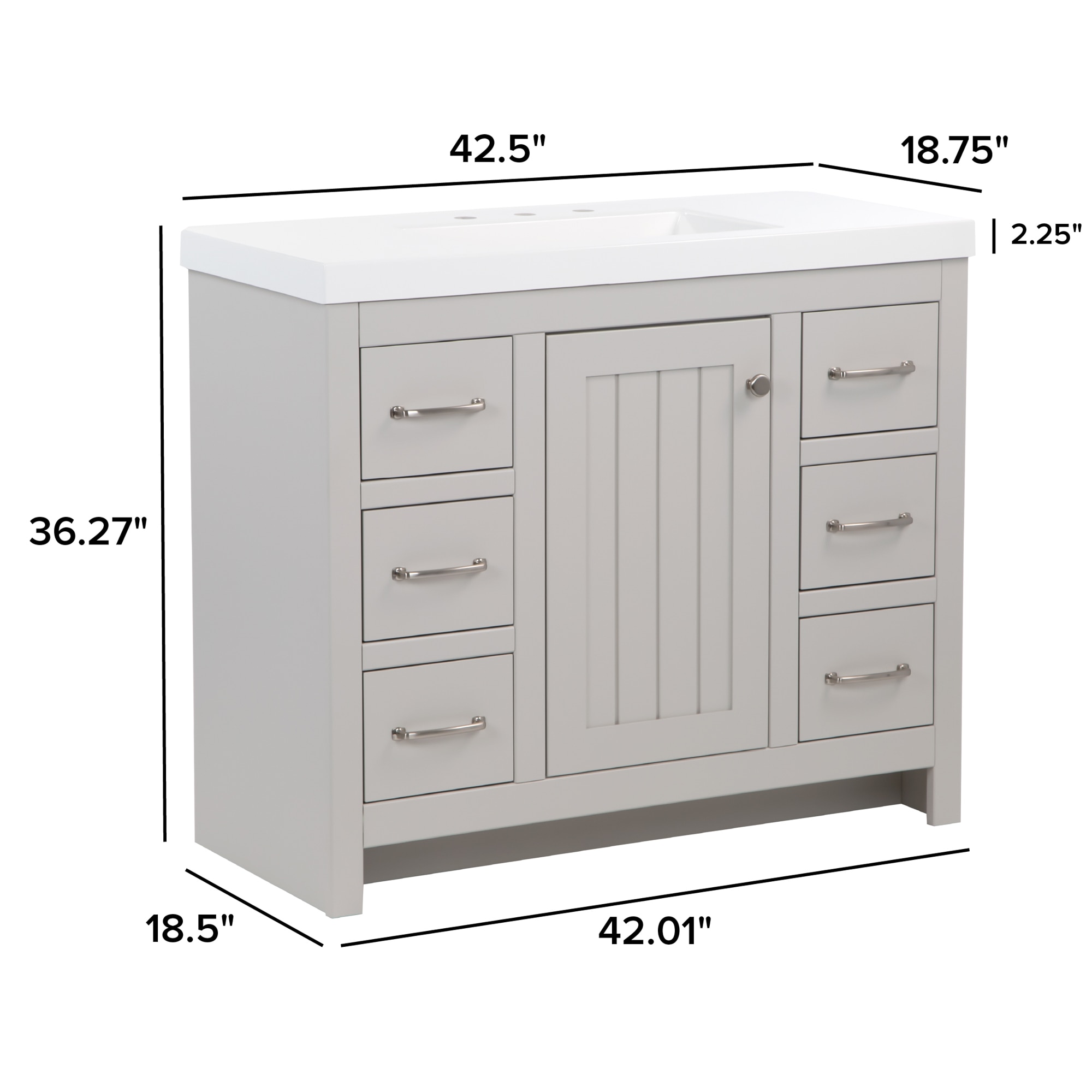 Diamond NOW Tipton 42-in Light Gray Single Sink Bathroom Vanity with ...