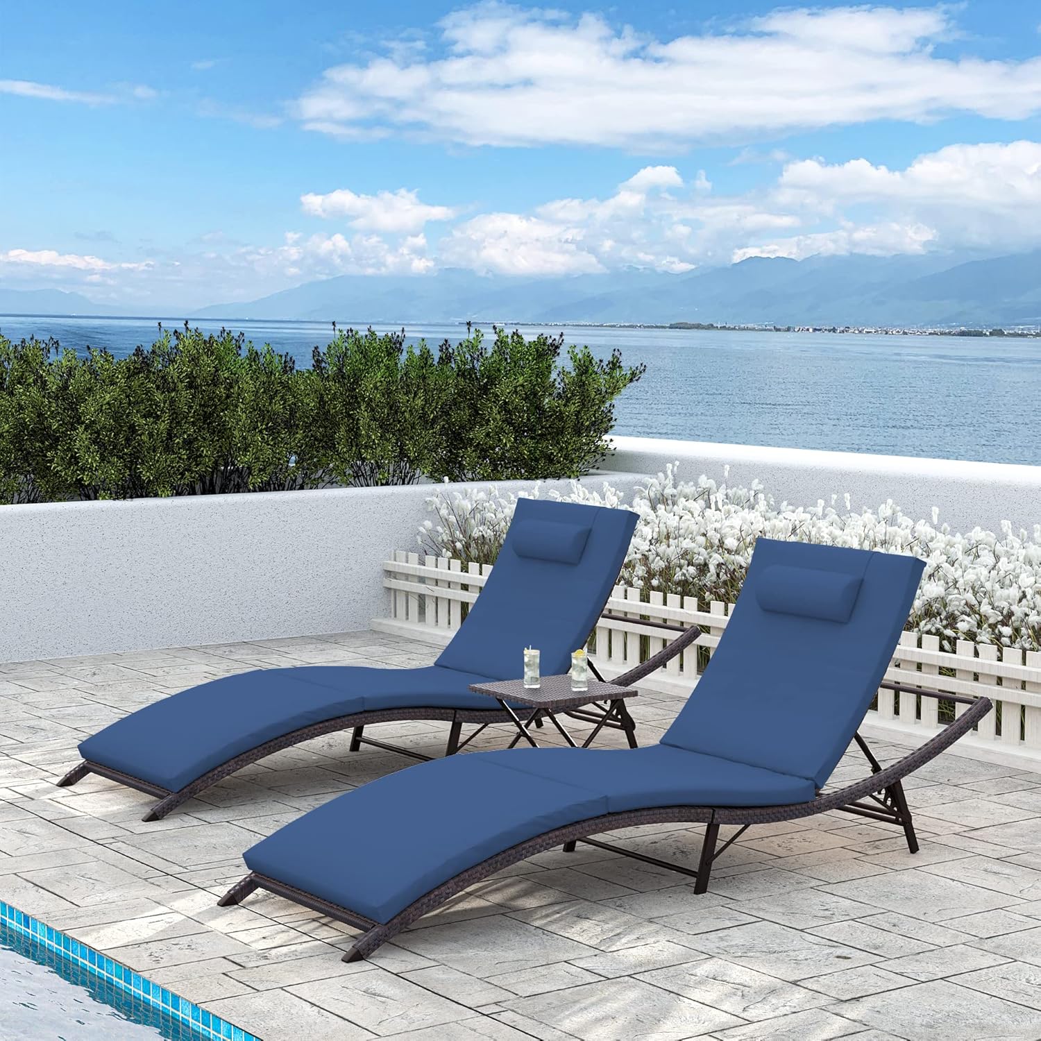 ALAULM Casual Navyblue Polyester/Polyester blend Chaise Lounge #LS-SLOUNGE-NAVY