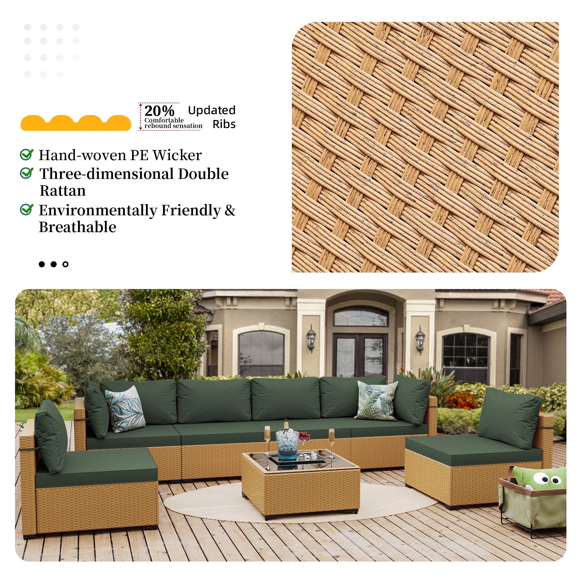 UPHA TBBE-ABC-TUGREEN Patio-Conversation-Sets - View #6