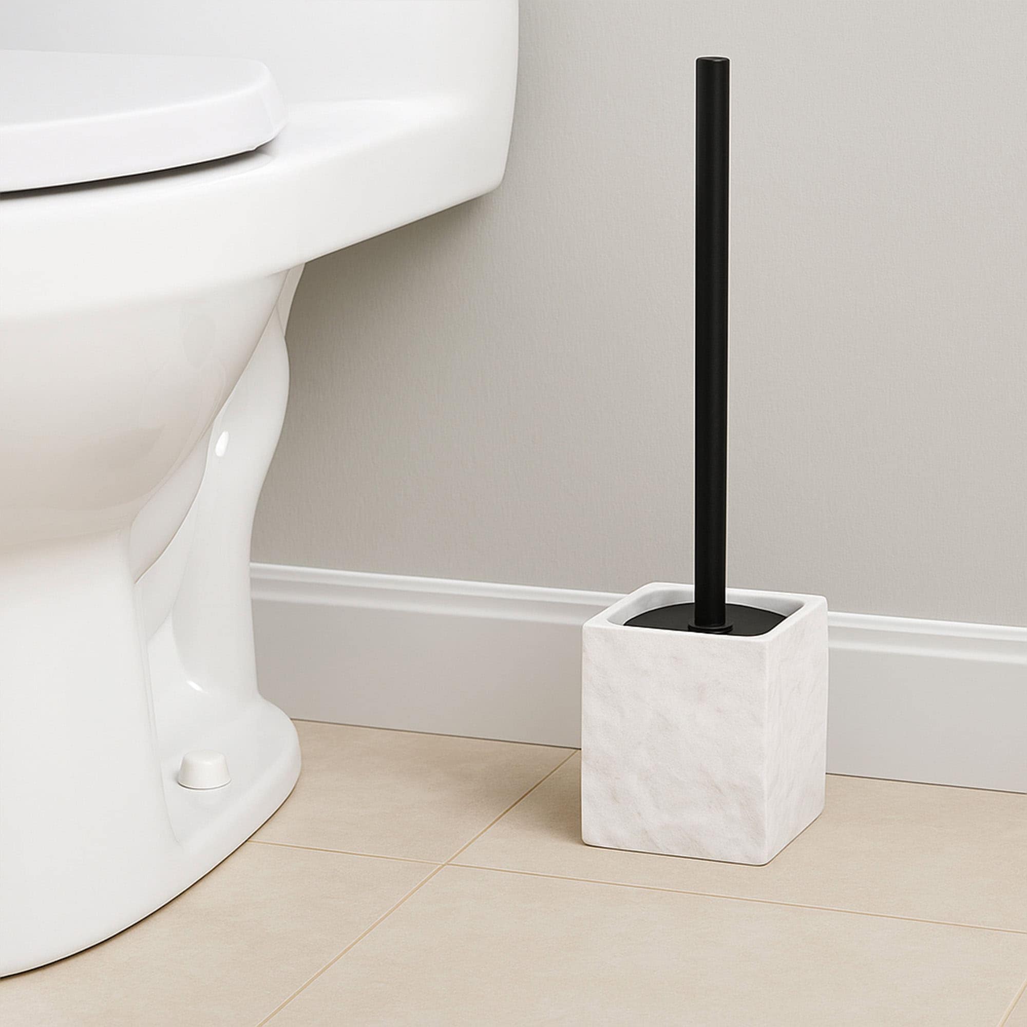 EVIDECO FRENCH HOME GOODS Stone White Resin Toilet Brush Holder