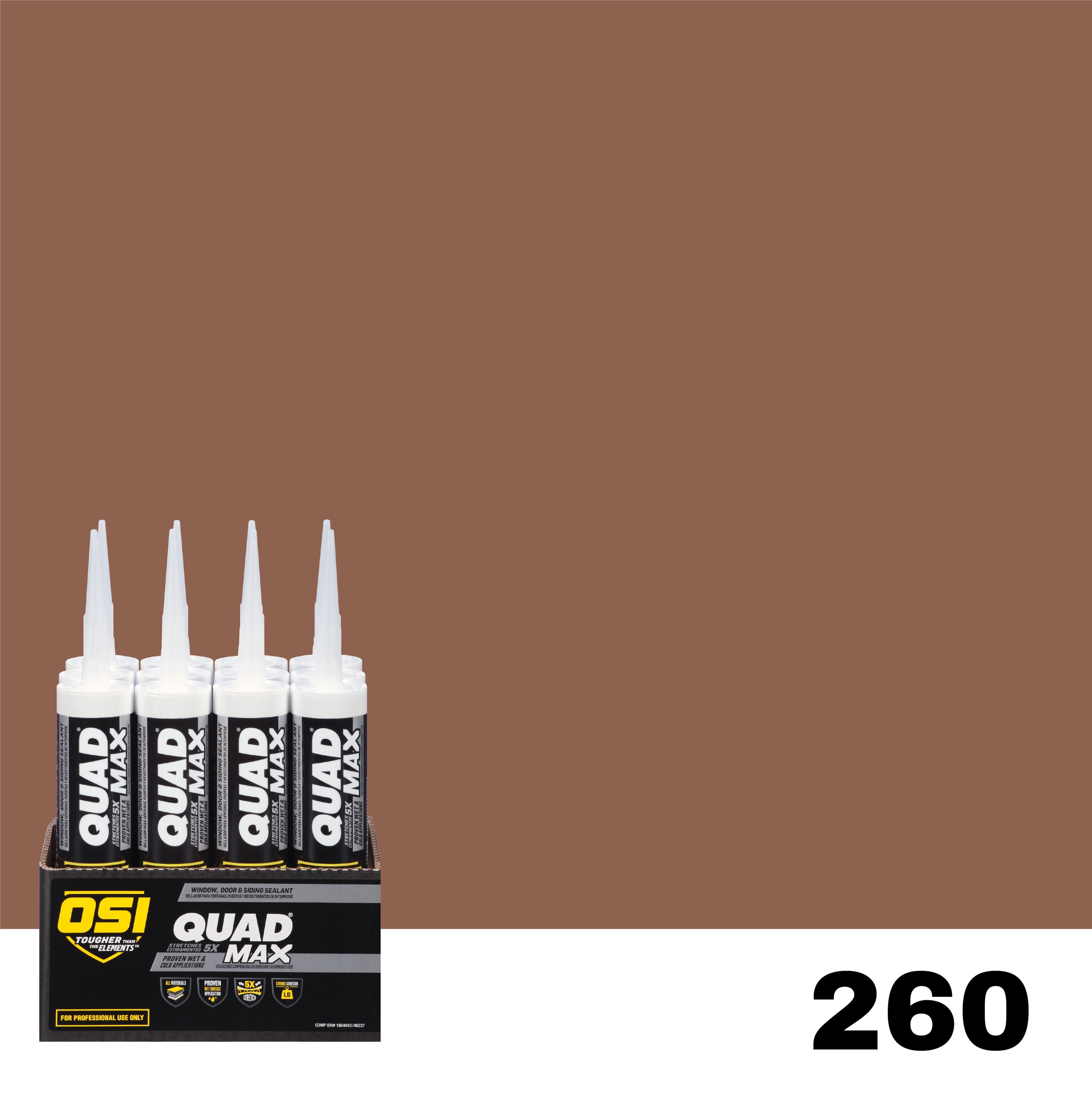OSI 1868771 Quad Max 12 -Pack 10-oz Window door Brown 260 Paintable Advanced Sealant Caulk