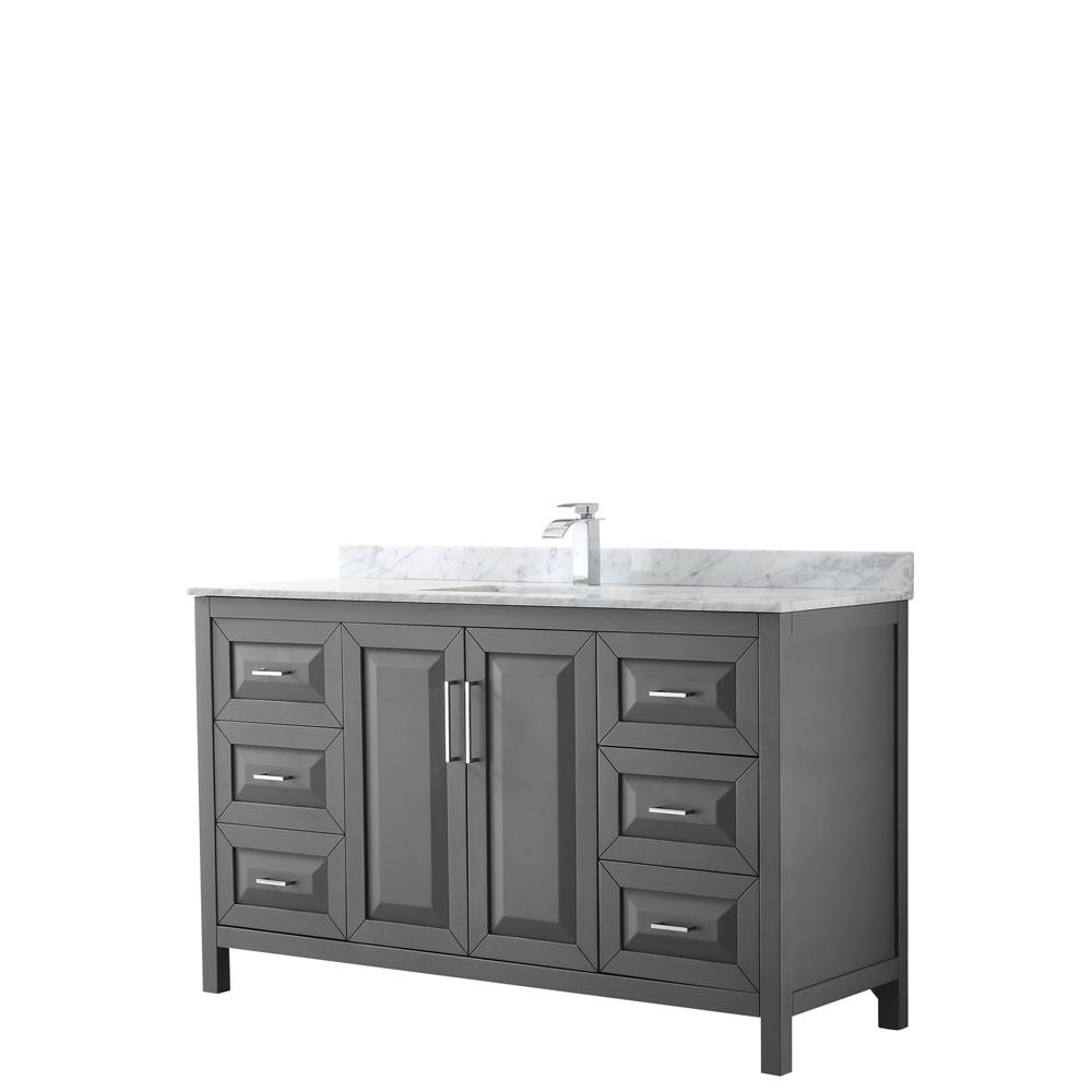 Wyndham Collection WCV252560SKGCMUNSMXX Daria 60-in Dark Gray with Polished Chrome Trim Undermount Single sink Bathroom Vanity with White Carrara Marble Natural marble Top