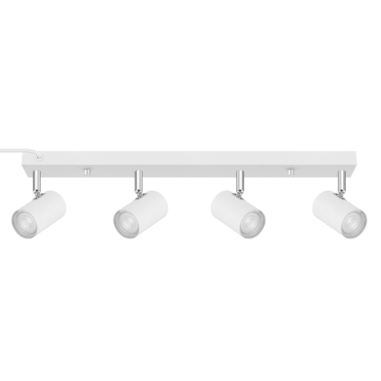 IUEST  LED Track Lighting Ceiling Fixtures White 4 Light Plug in Track Lights for Kitchen 4 Way Ceiling Spotlight 15 Foot Cord Rotatable Wall