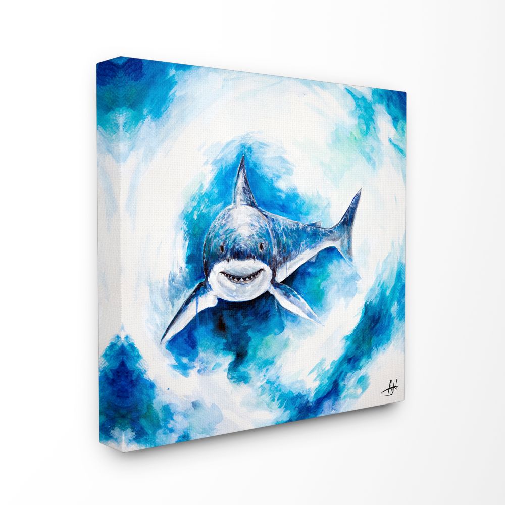 Shark Sea Abstract Paint Animals SINGLE CANVAS WALL ART Picture Print 