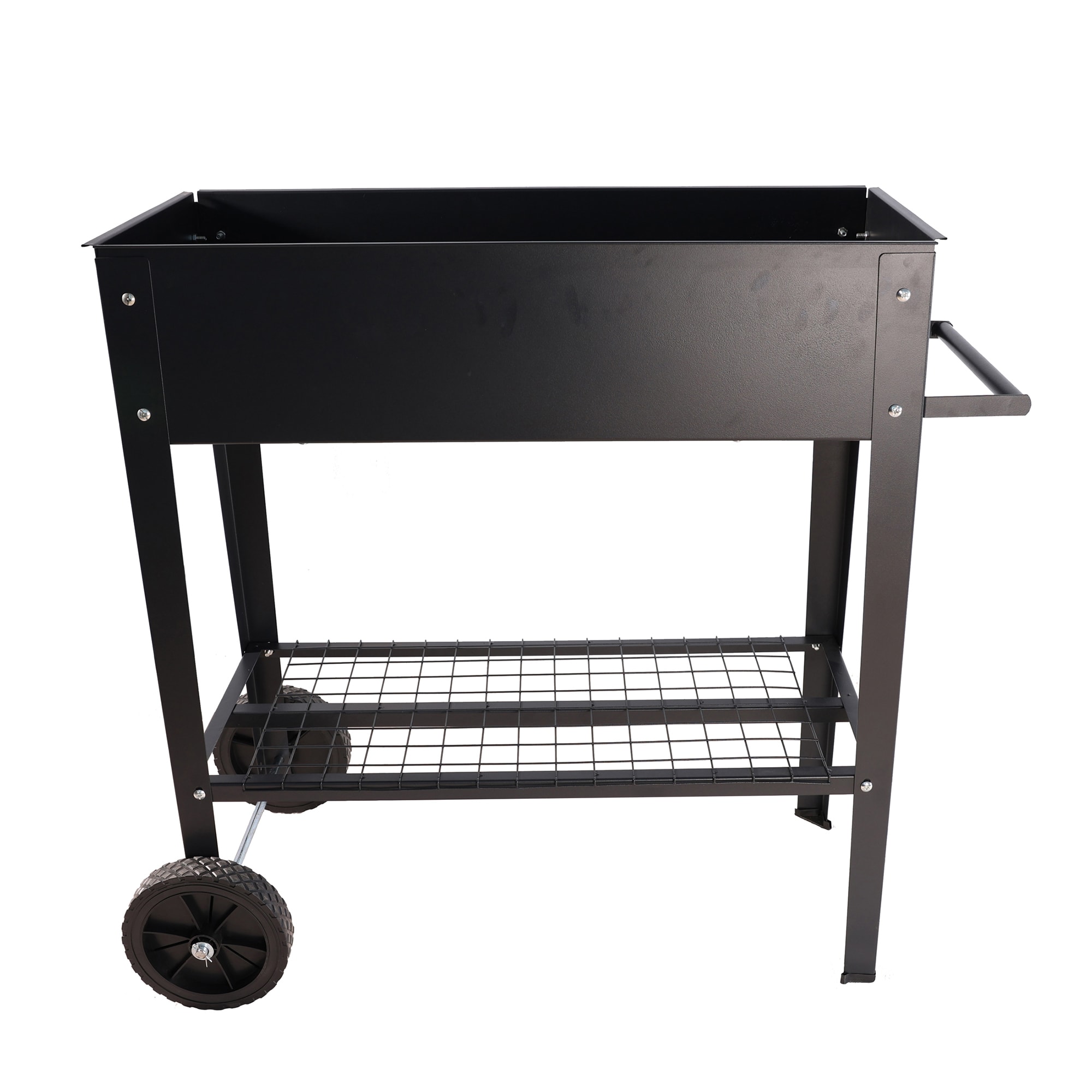 LETILY NHI1MDQG 14.1-in W x 33-in L x 31.5-in H Black Metal Raised Planter Box