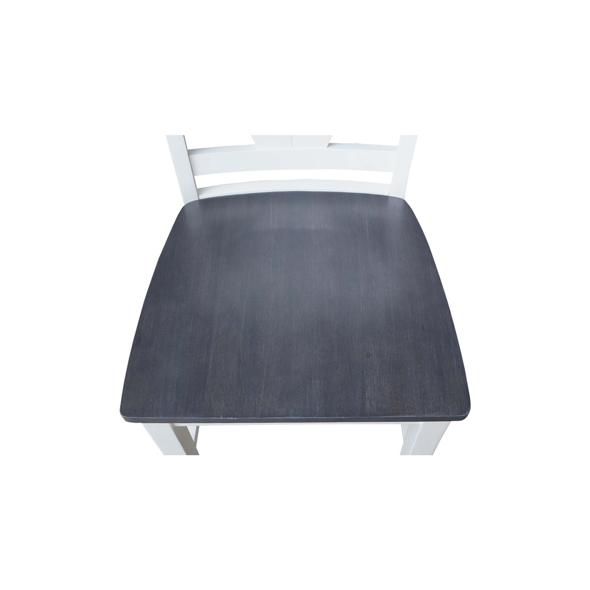 White and Heather Gray Wood Counter Height Stool with Splat Back
