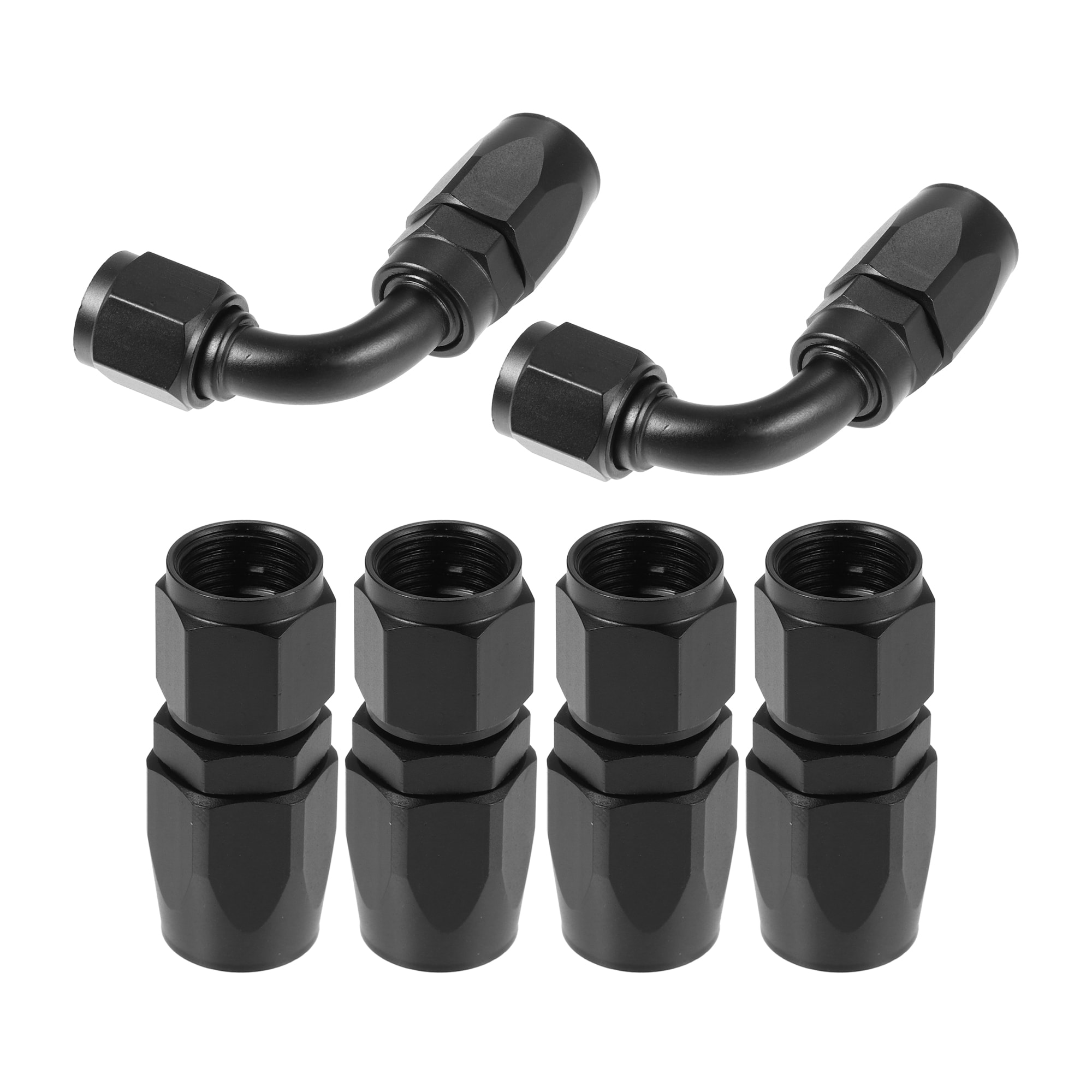 Unique Bargains - 4pcs AN6 Straight and 2pcs AN6 90 Degree Swivel Hose End Fitting Adapter for Br...