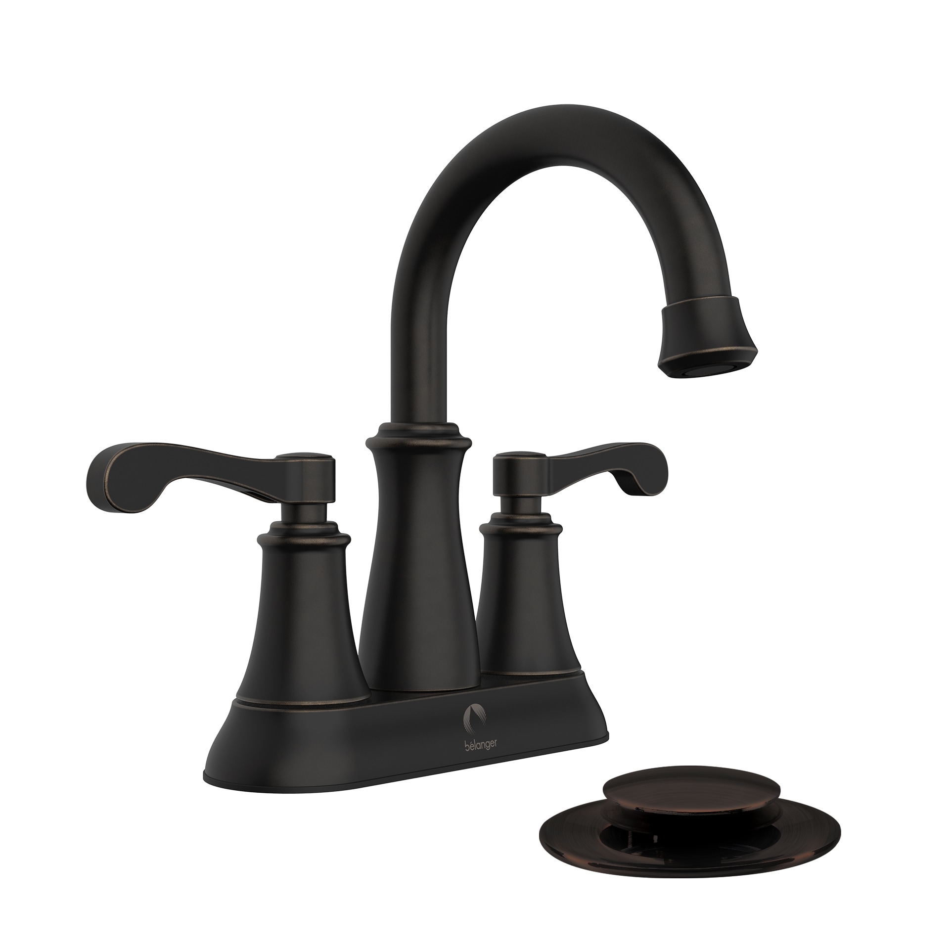 Keeney RUS74WORB Rustik Oil rubbed bronze 4-in centerset 2-handle WaterSense Mid-arc Commercial/Residential Handle Bathroom Sink Faucet with Drain