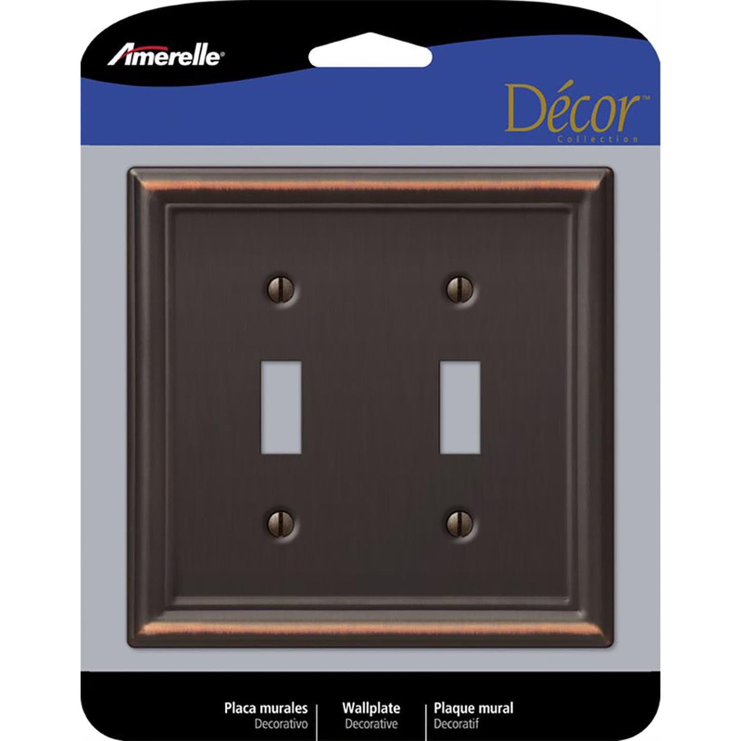 Amerelle Chelsea Aged Bronze 2 gang Stamped Steel Toggle Wall Plate 1 pk #EJD3500972