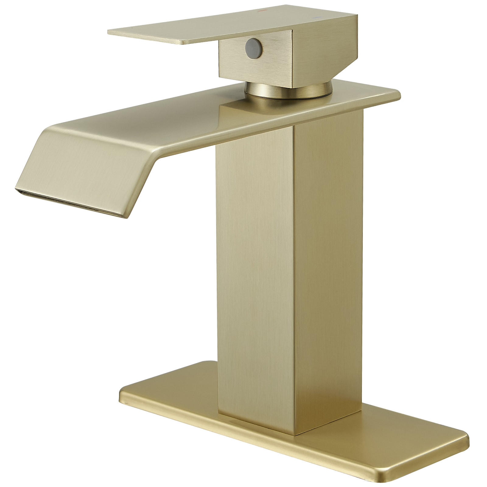 BWE A-96004-GJ-2 Brushed Gold Single hole 1-handle WaterSense Waterfall Commercial/Residential Handle Bathroom Sink Faucet with Drain with Deck Plate