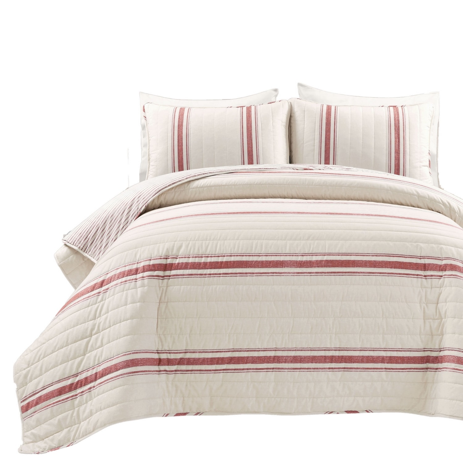 Lush Decor Farmhouse Stripe 3-Piece Comforter Set - Gray - Full - Queen