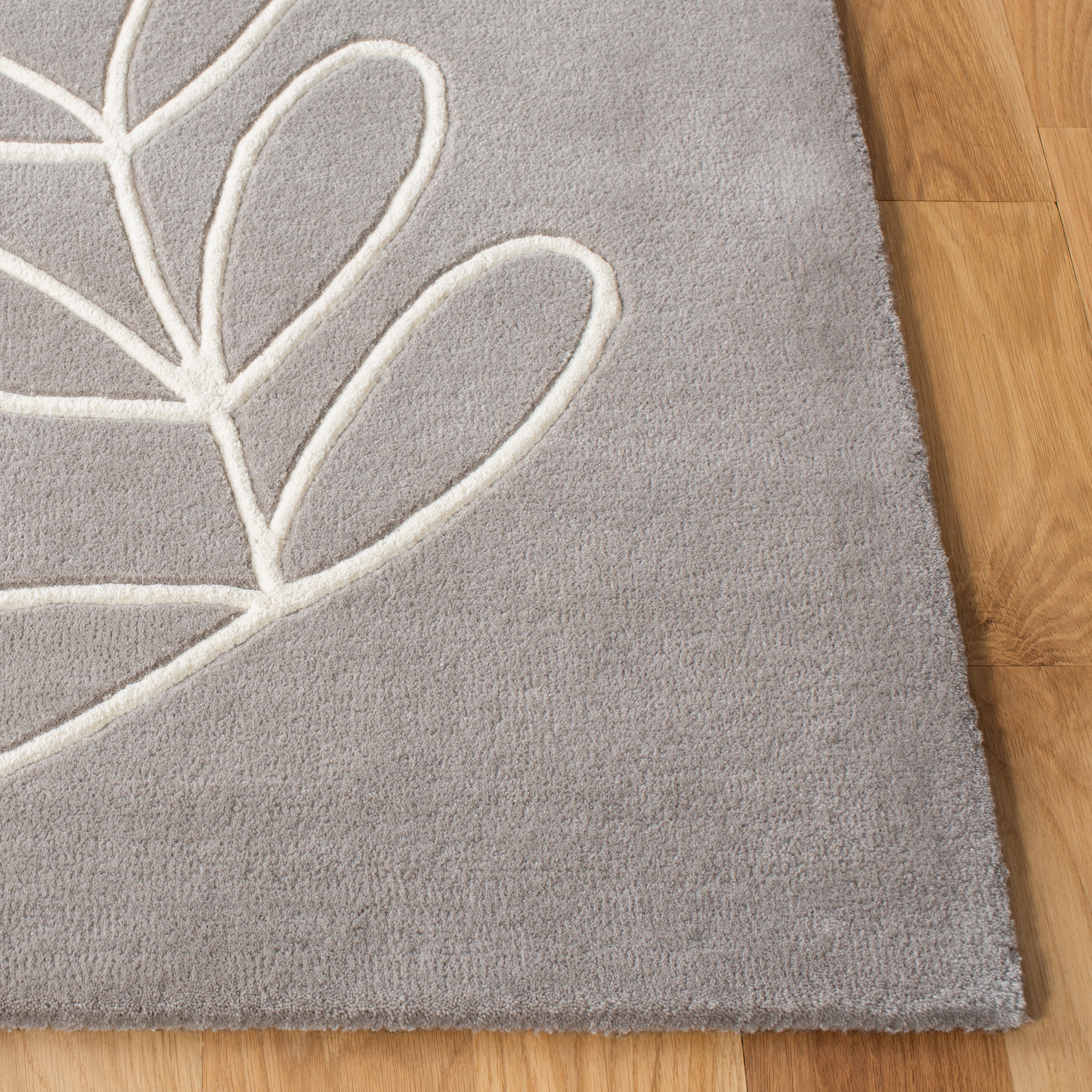 Grey and Ivory Abstract Tufted Wool Silk Area Rug