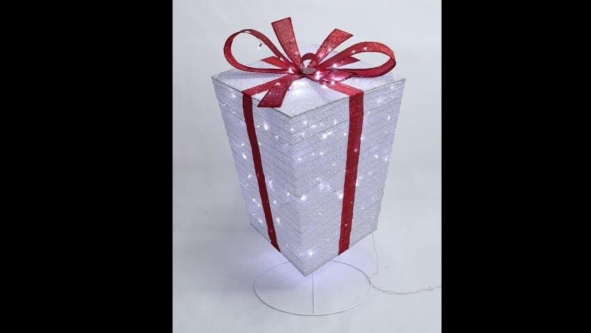 送料無料 いくらから Pop LED 6-ft Living Holiday Up Decoration Giftbox Silver 靴