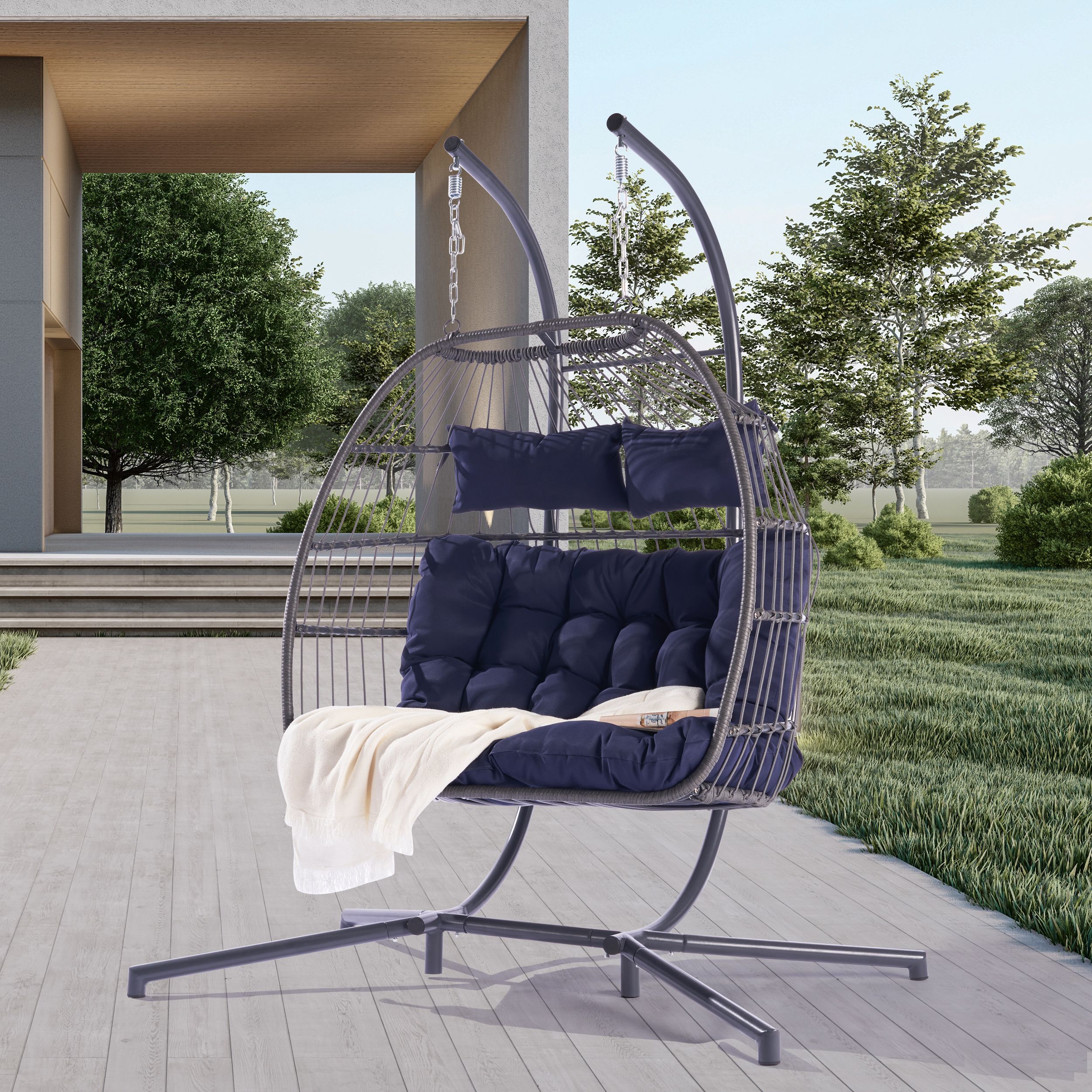 Image of Hammock patio set with hammock and chairs