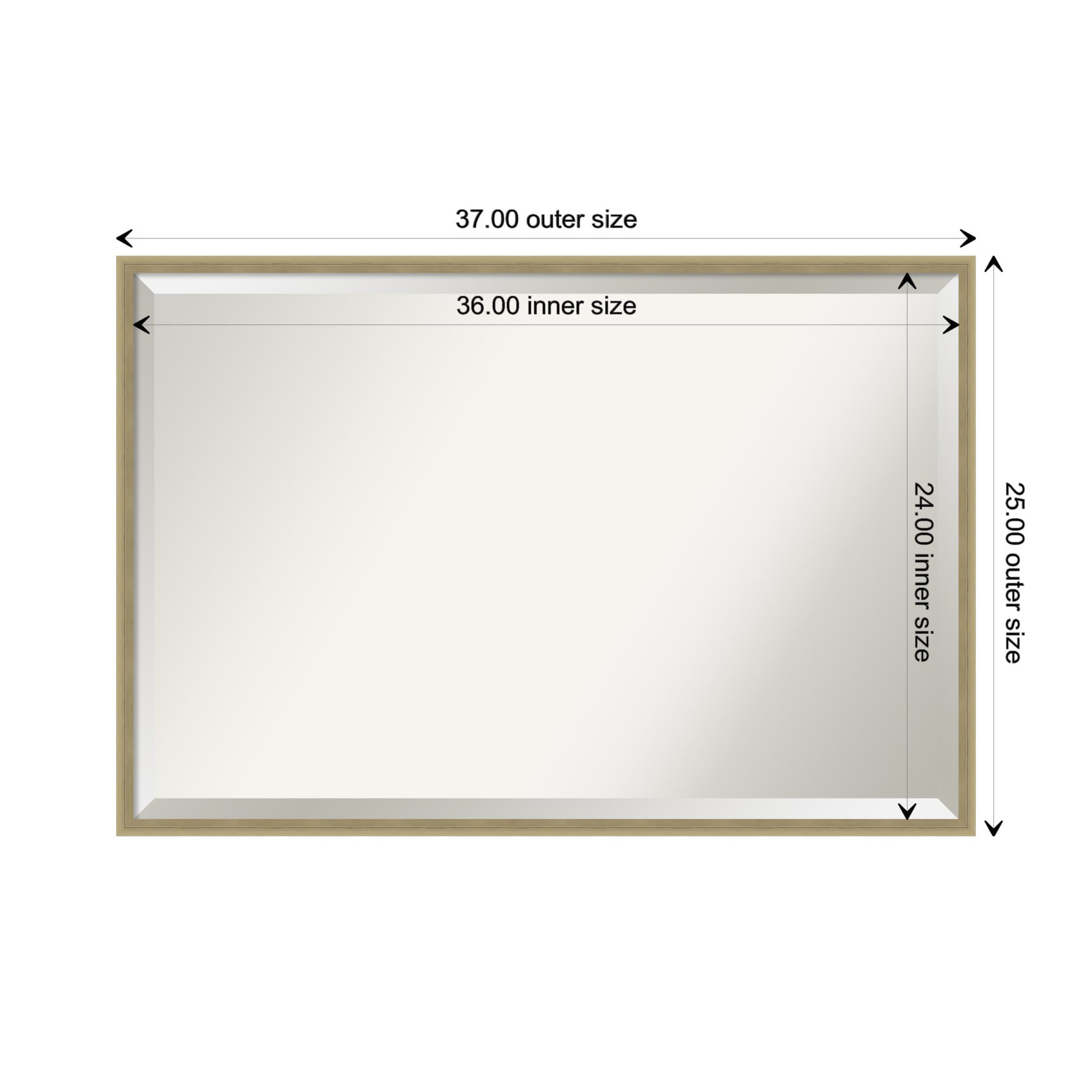 Lucie Champagne Gold Rectangular Wood Vanity Mirror