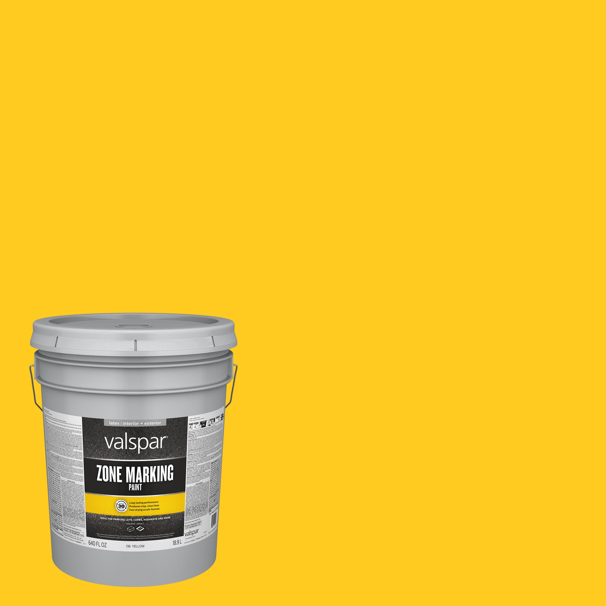 Valspar 024.0000136.008 Zone Yellow Latex Marking paint ( 5-gallon )