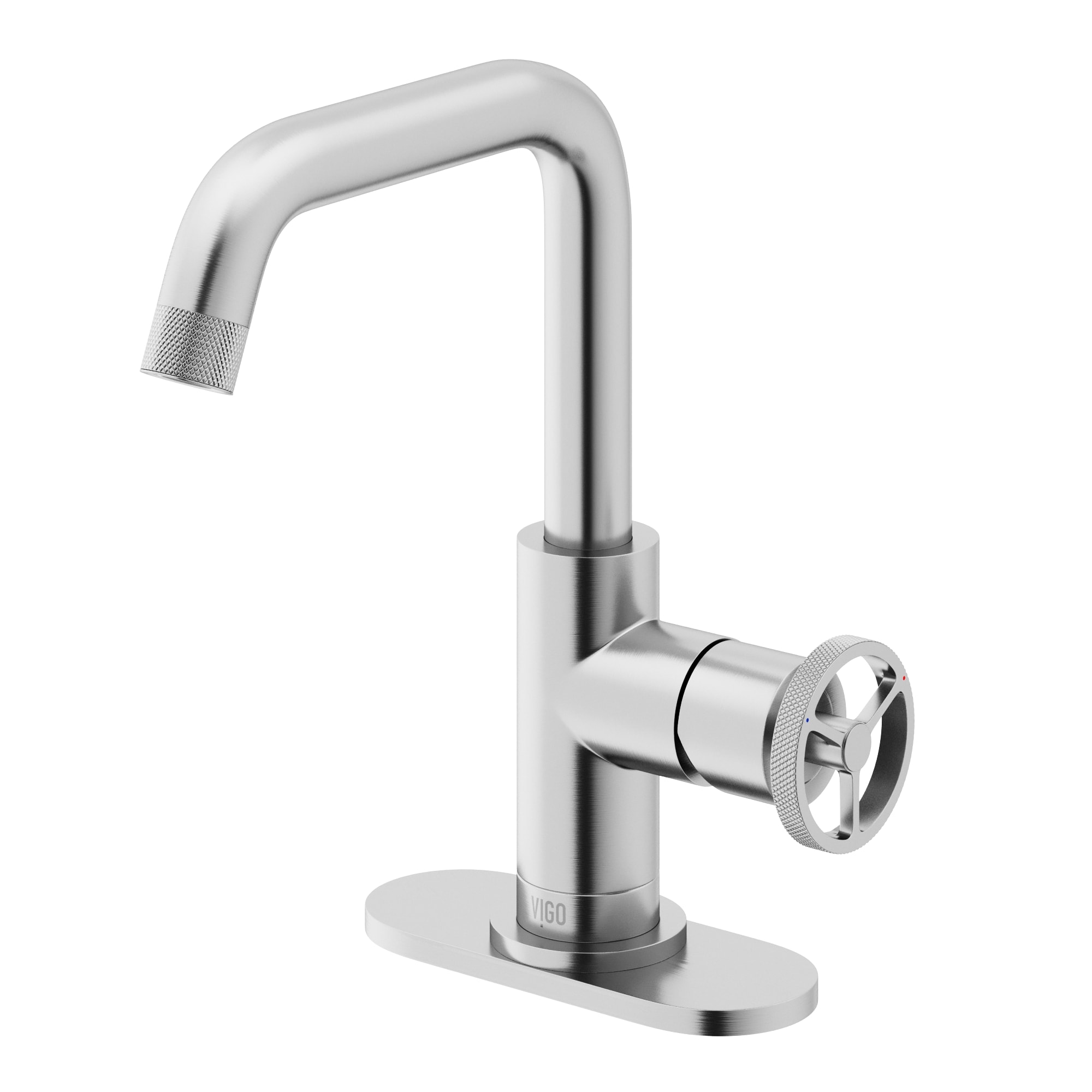 VIGO VG01047BNK1 Cass Brushed Nickel Single hole 1-handle WaterSense Low-arc Commercial/Residential Handle Bathroom Sink Faucet with Deck Plate