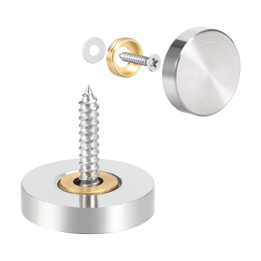 Unique Bargains S25072800UX9569 Mirror Screws Decorative Caps Cover Nails Brushed Stainless Steel 22mm 4pcs - Thumbnail