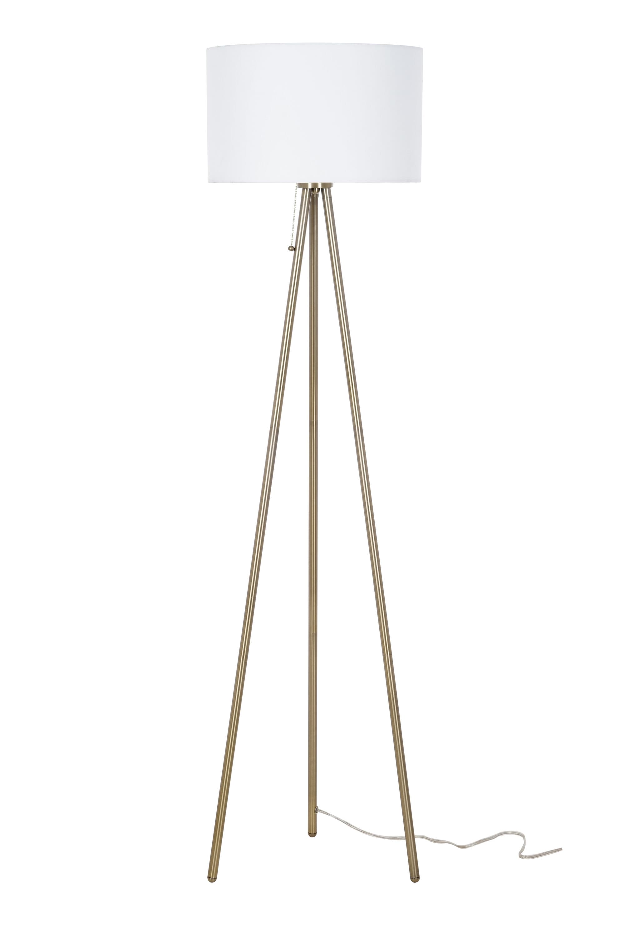 Catalina Tripod 61.25-in Antique Brass Tripod Floor Lamp with Fabric Shade
