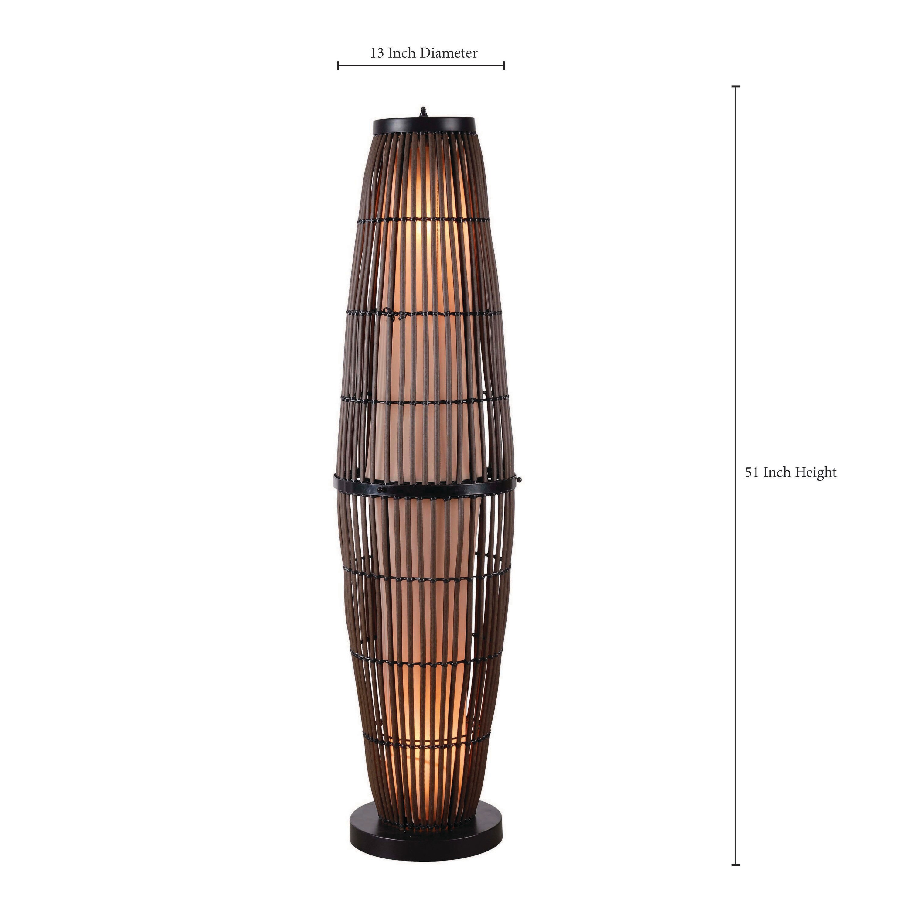 rattan column floor lamp