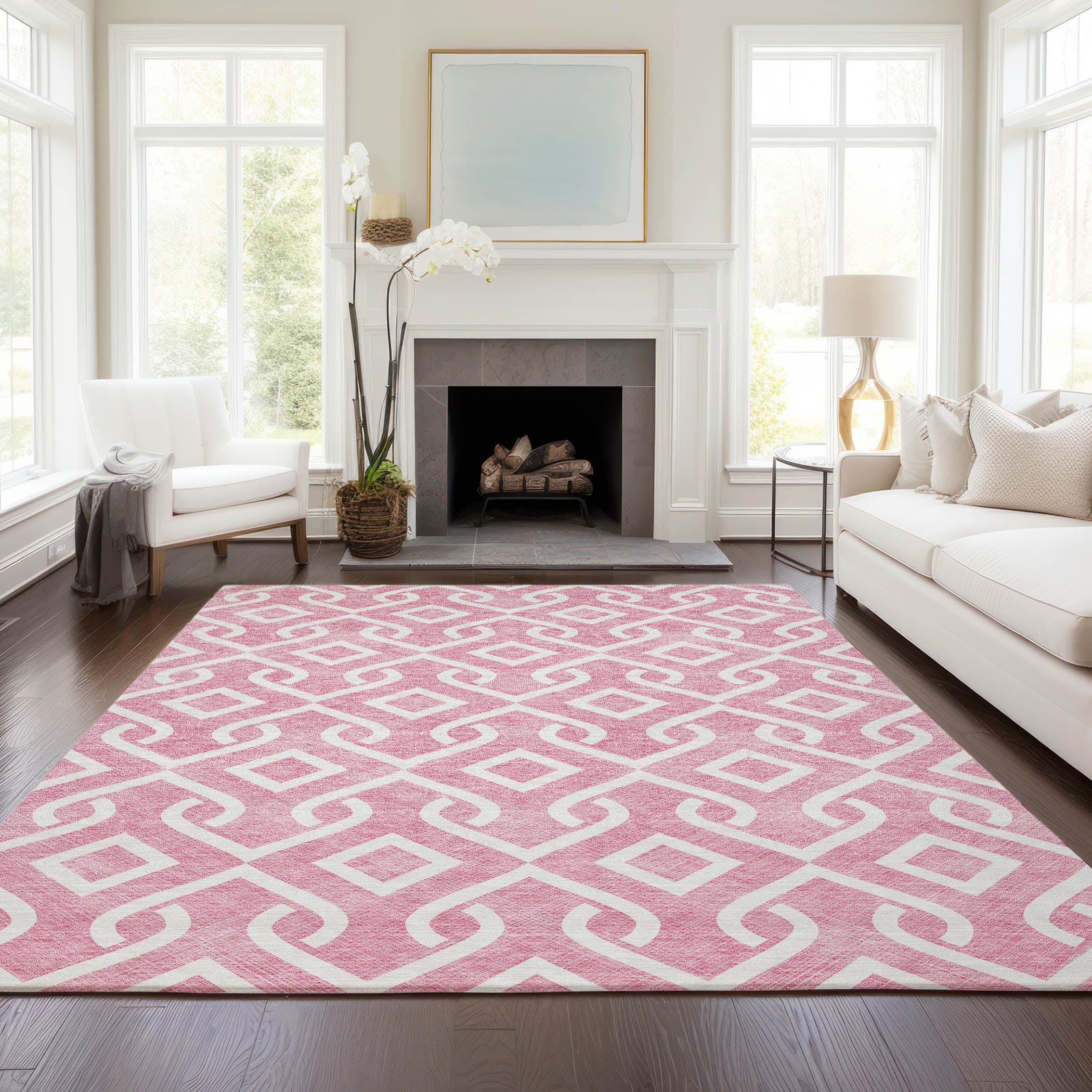 Addison Rugs ACN621BL3X5 Chantille ACN621BL 3 x 5 (ft) Polyester Blush Rectangular Indoor/Outdoor Geometric Machine washable Area rug