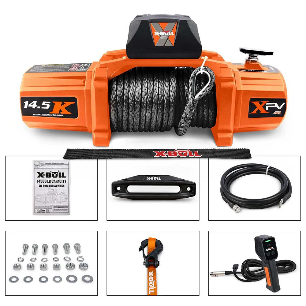 Siavonce XH31446 Electric Winch Xpv 14500 Lbs 12V Synthetic Rope Suv Jeep Truck 4Wd