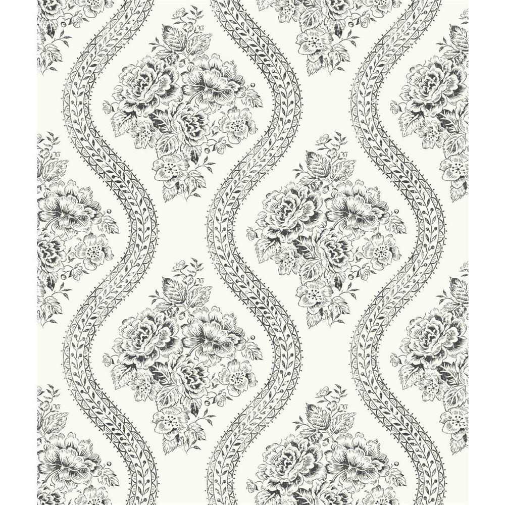 Magnolia Home Magnolia Home 56-sq ft Black/Off White Paper Floral Prepasted  Soak and Hang Wallpaper in the Wallpaper department at 