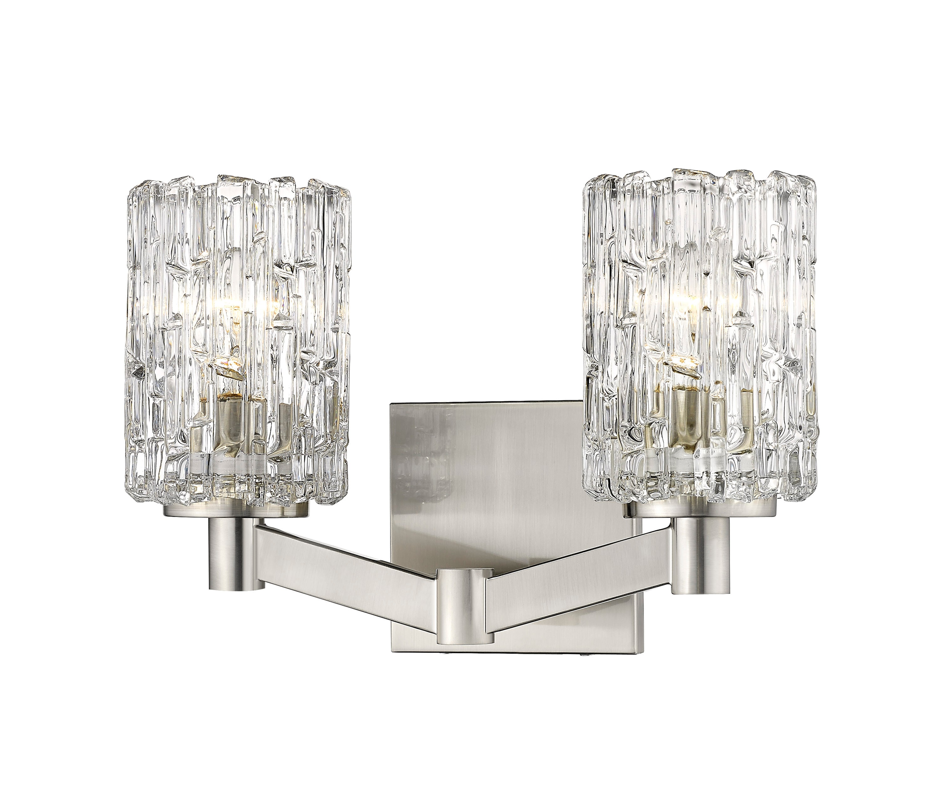 Aspen Creative 62057 2-Light Brushed Nickel Vanity Light with Clear Glass Shade 