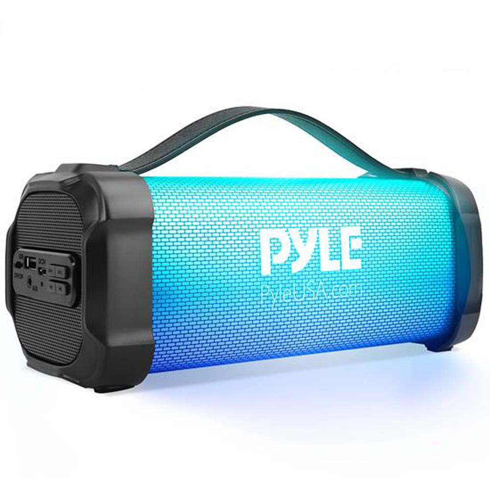 Pyle  Portable Bluetooth Speaker with RGB Lights FM Radio MP3USB Support Rechargeable Battery
