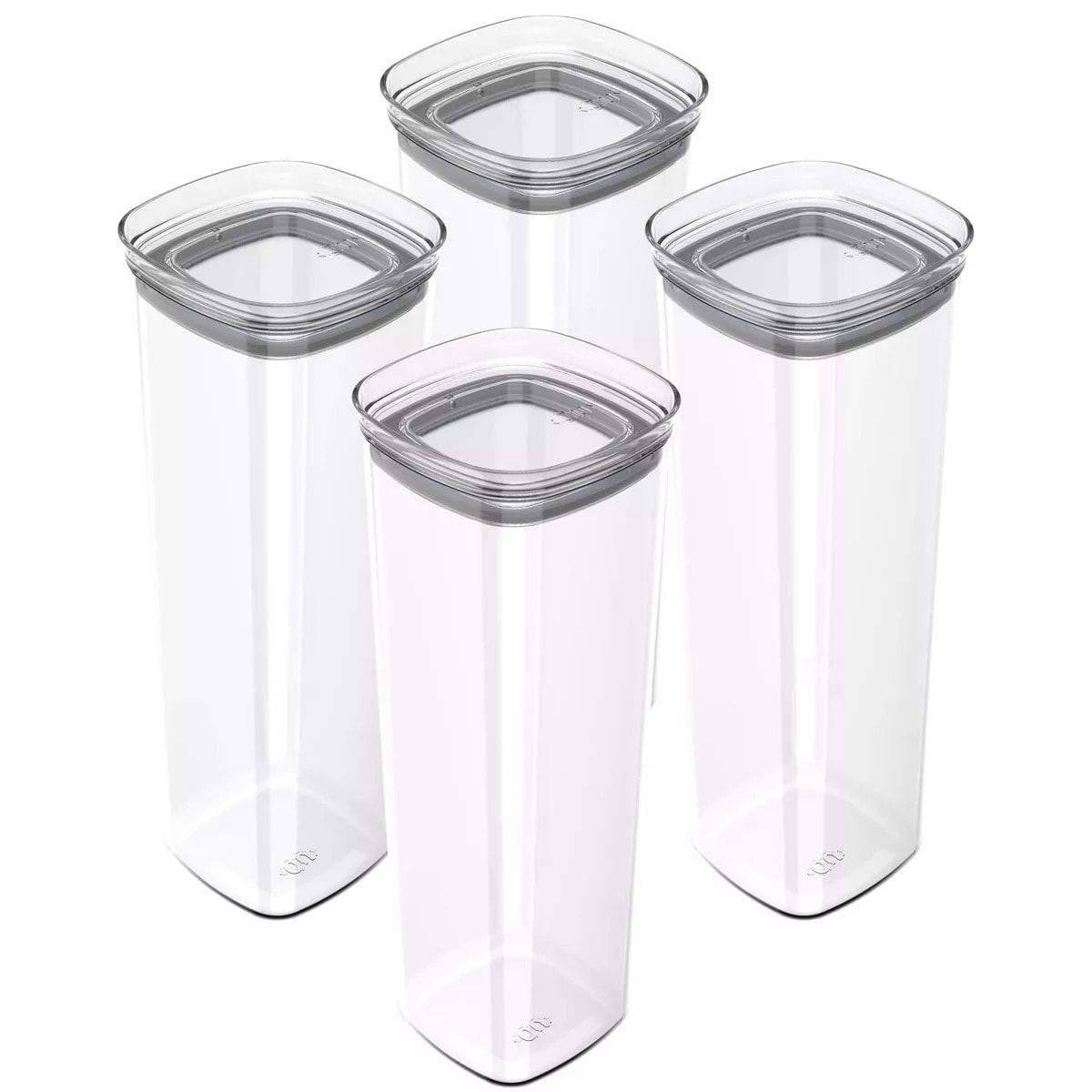 OU Airtight Food Storage Container 8pc (set of 4) BPA Free Clear Plastic Storage Container with Leak Proof Lid Stackable Kitchen Pantry Organizer