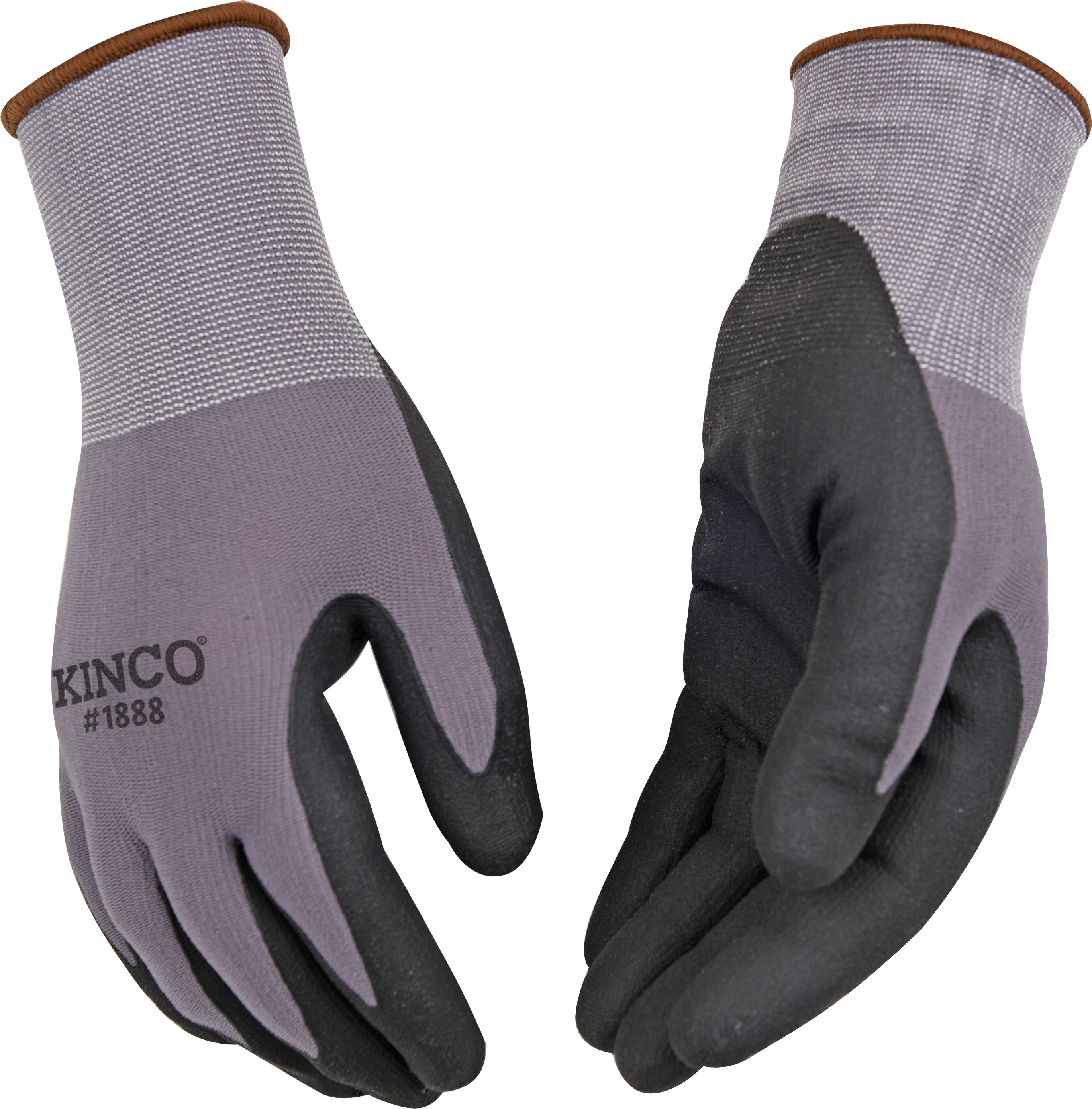 Kinco - M Gray Nitrile dipped Nitrile Utility Gloves 3 -Pairs