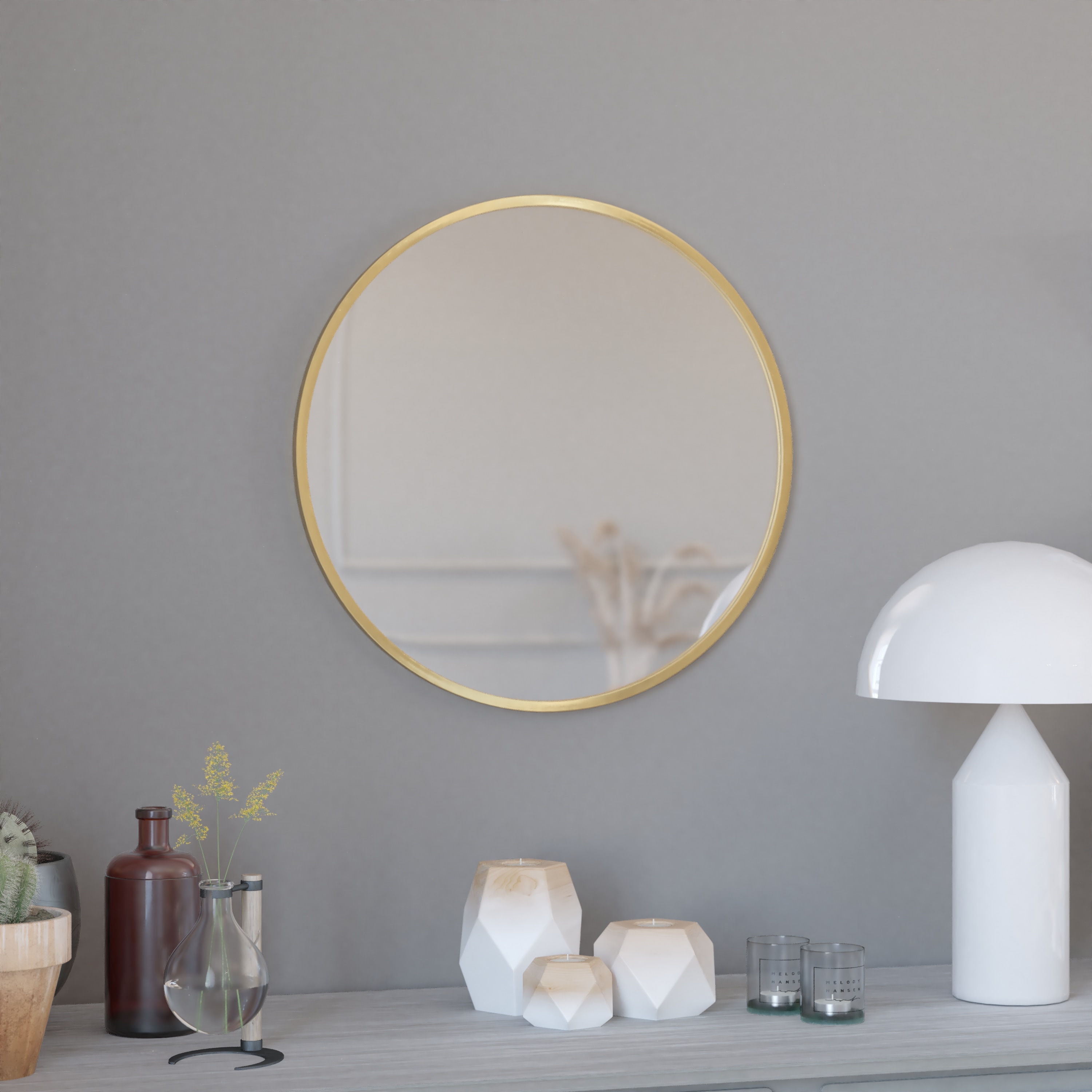Merrick Lane Monaco 24-in Round Accent Wall Mirror in Black with Metal Frame for Bathroom; Vanity; Entryway; Dining Room; and Living Room #196861037900