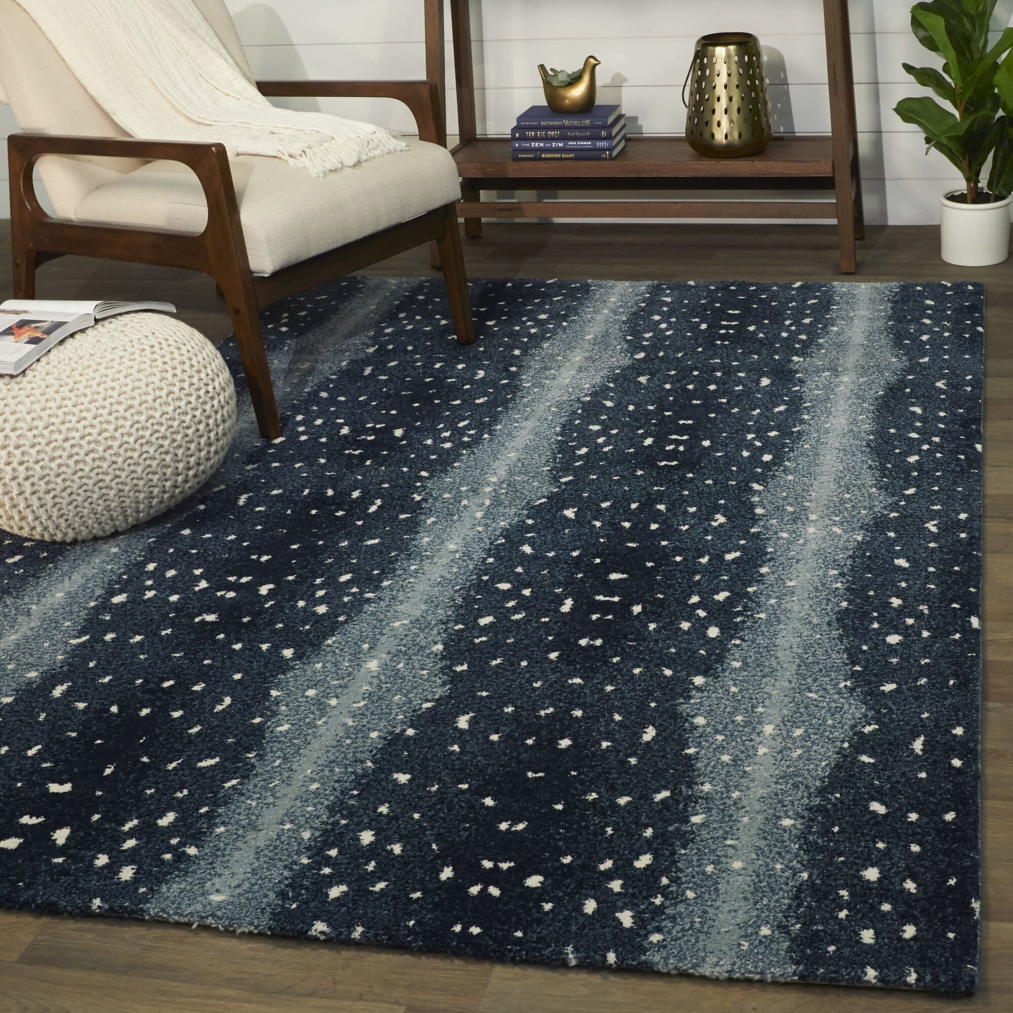 Balta 3091747 5 x 6 (ft) Polypropylene Navy Rectangular Indoor Animal print Global Area rug