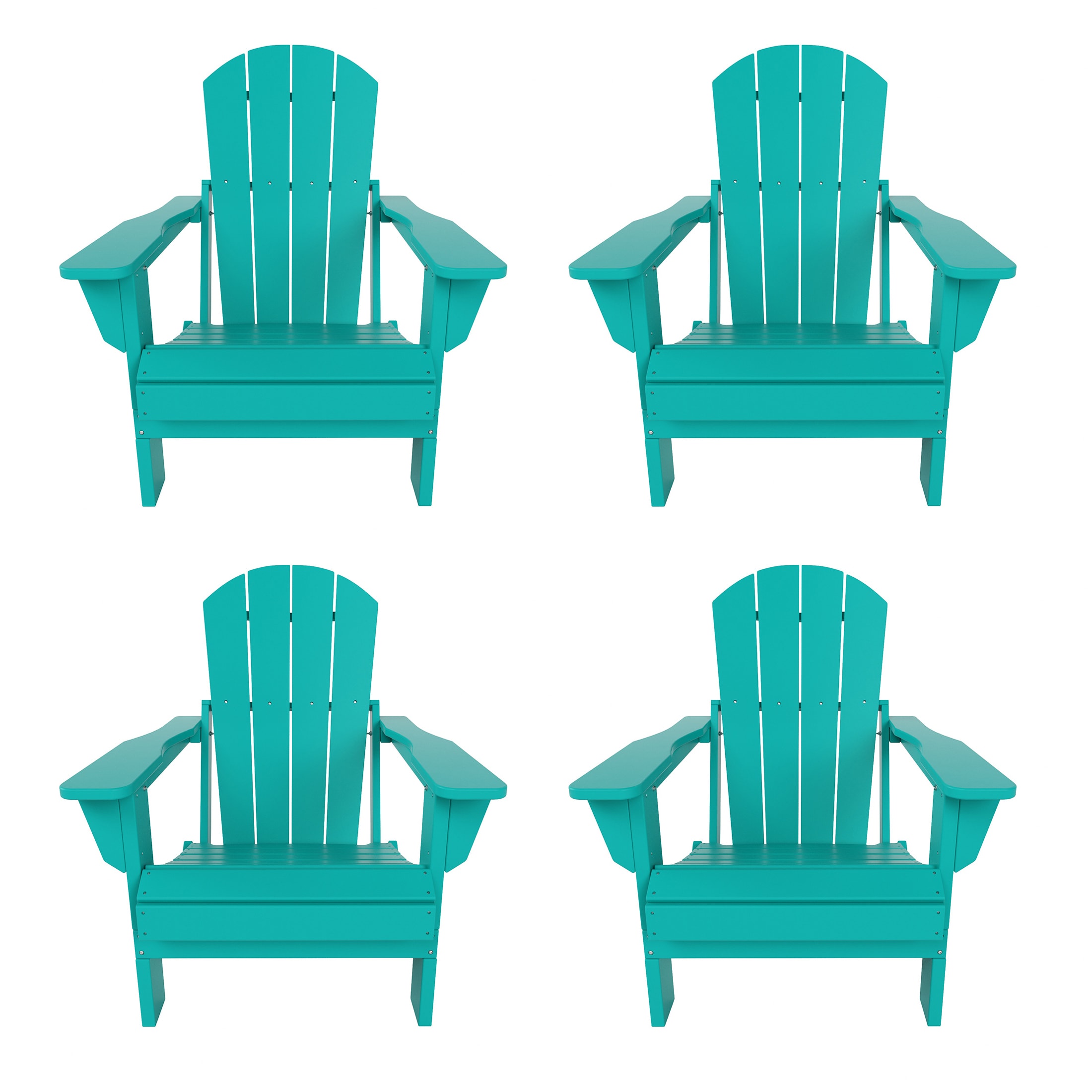 Westin Furniture 2001071-4 Laguna Set of 4 Turquoise HDPE Frame Stationary Adirondack Chair with Slat Seat
