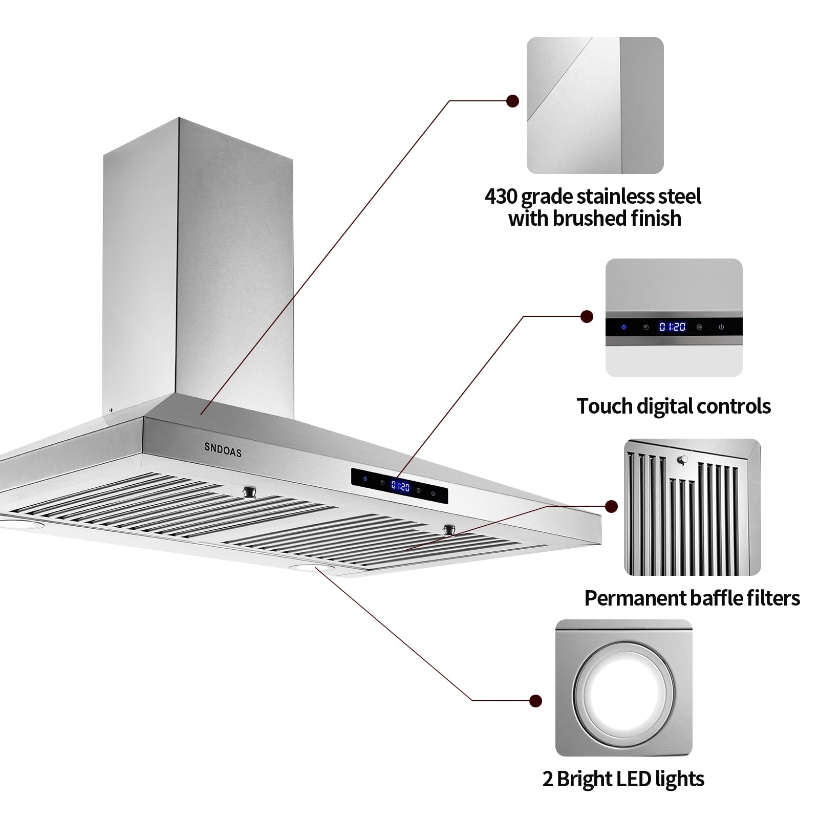 Damerin T11234 Wall-Mounted-Range-Hoods - View #5