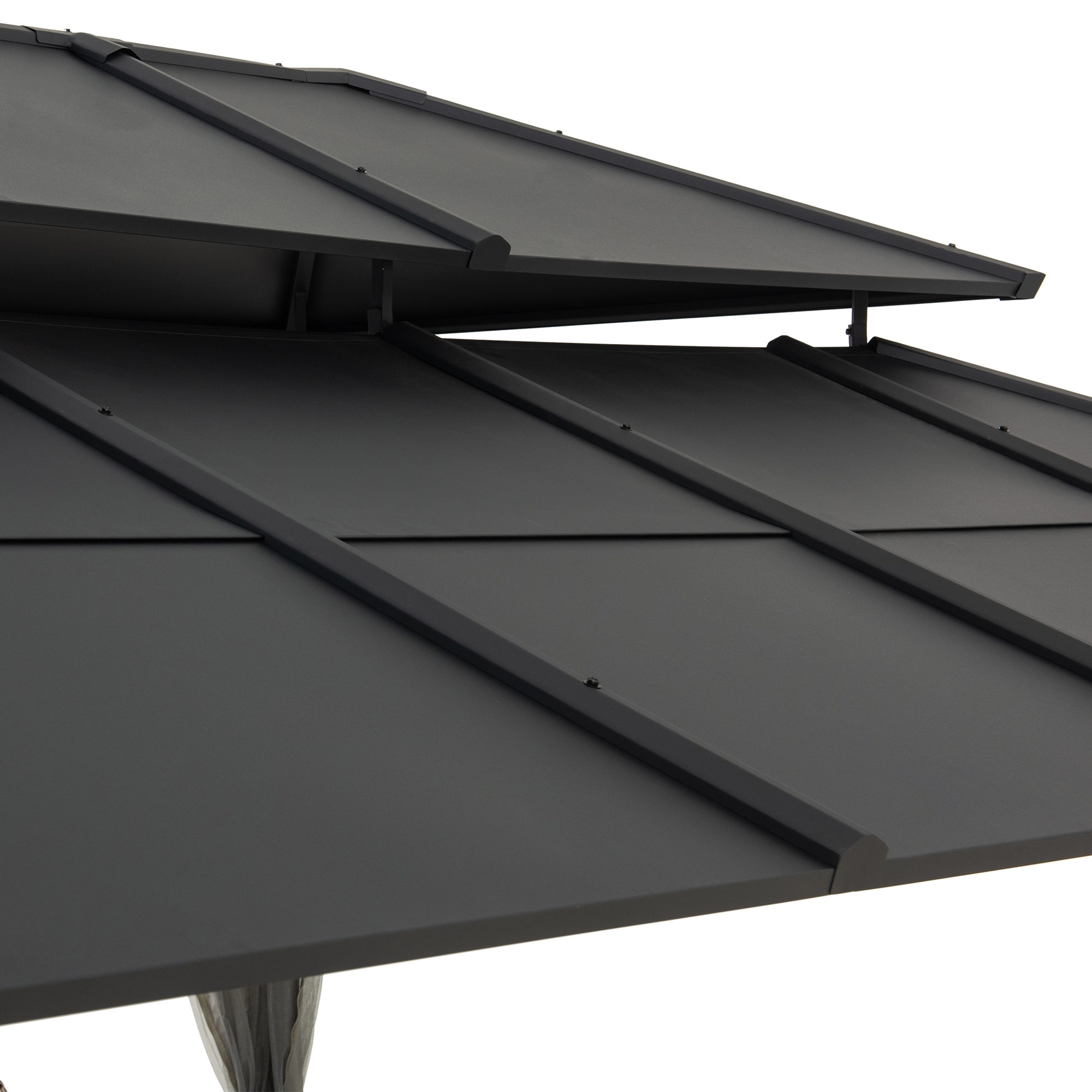 Sunjoy 12 x 16 ft. Black Steel Hardtop Gazebo with Netting