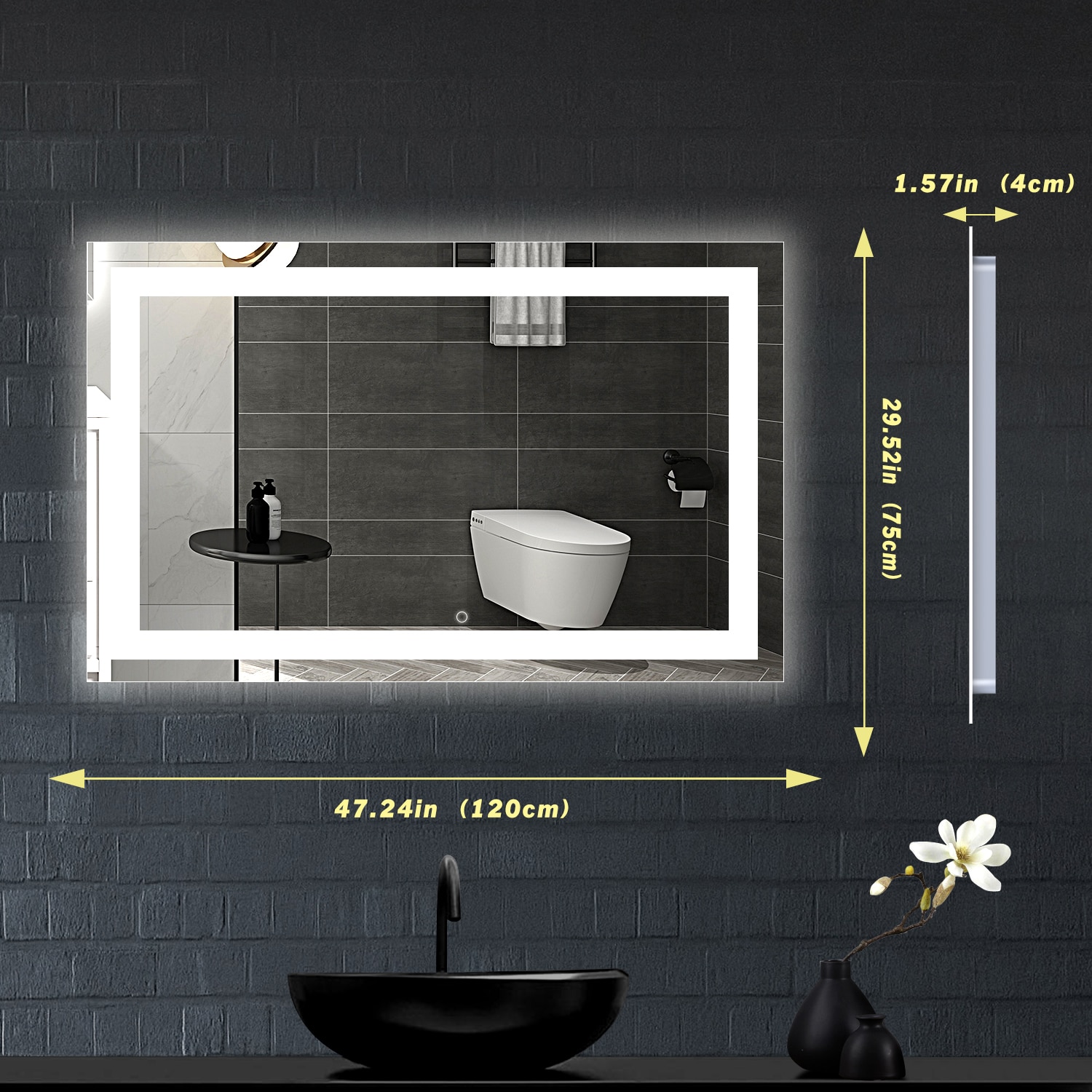 HomLux HOMLUX LED Bathroom Mirror 48-in x 30-in Frameless Dimmable ...