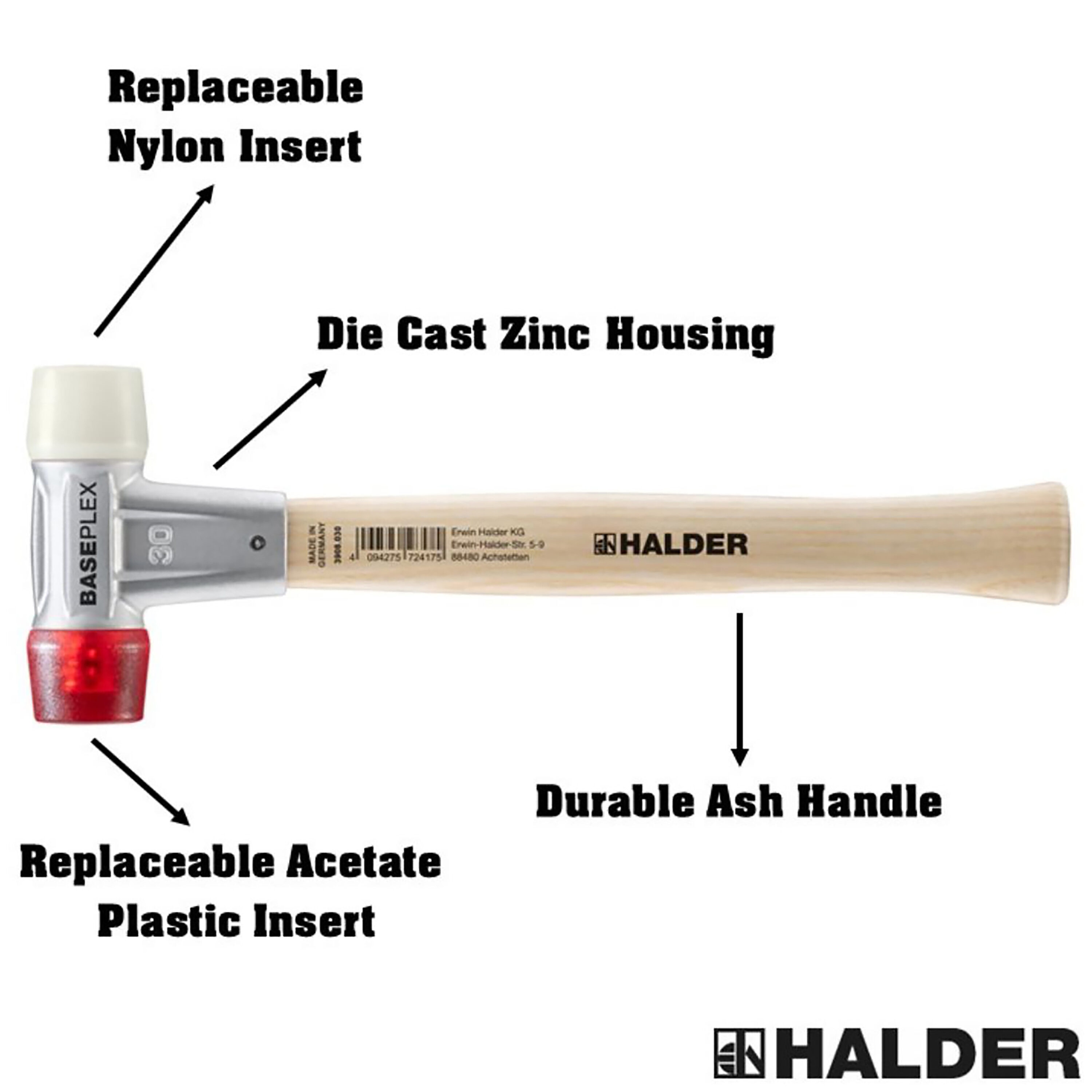 Baseplex 11" Ergonomic Wood Handle Nylon Mallet