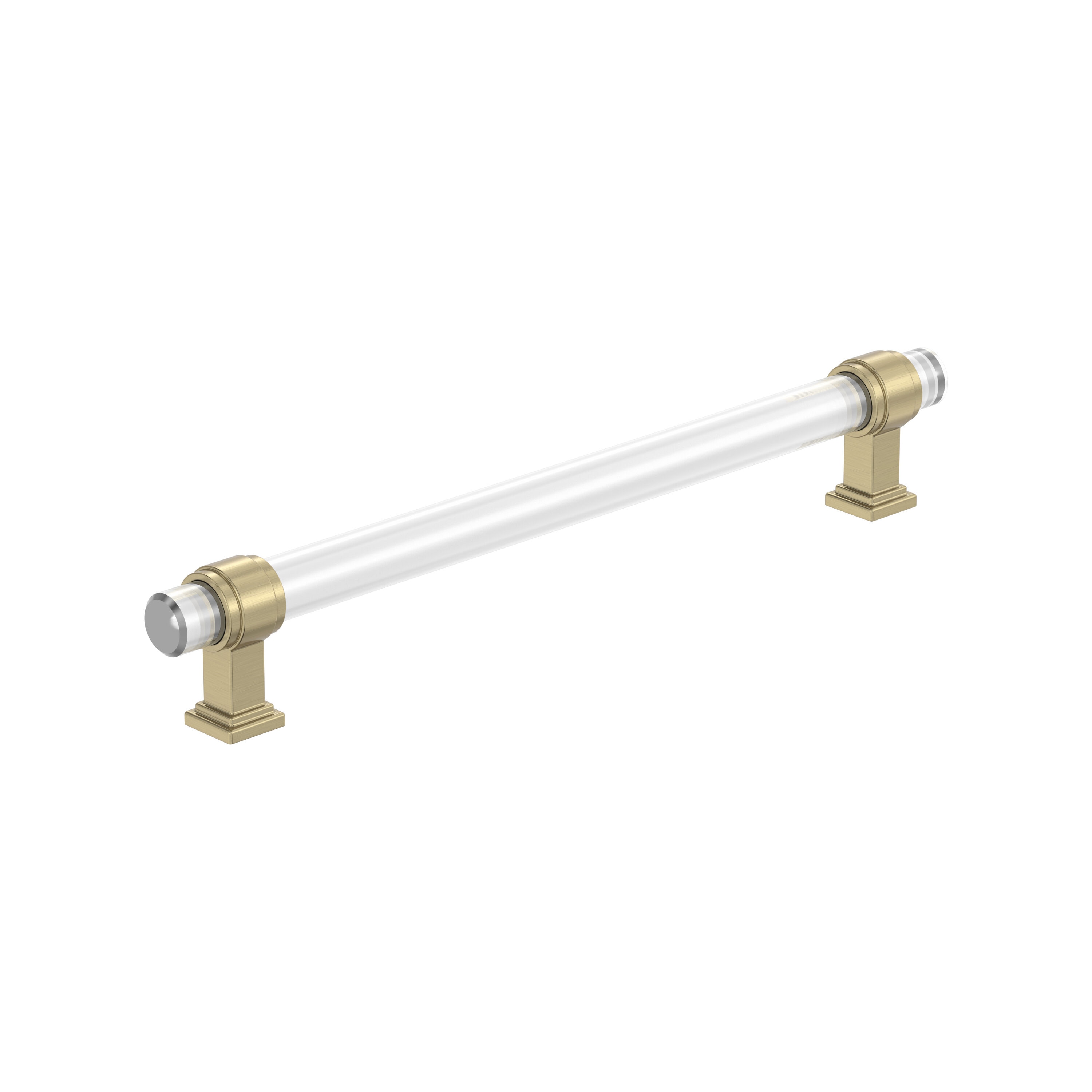 Amerock BP36661CBBZ Glacio 8-in , 203mm Center to Center Clear/Golden Champagne Cylindrical Bar