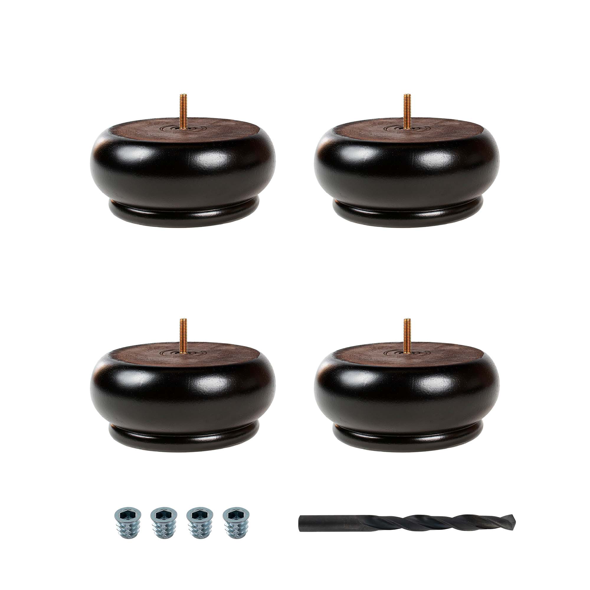 Architectural Products by Outwater BUN89-ESPR-4PK 6.75-in x 3-in Bun feet Rubberwood Sofa leg 4 Pack